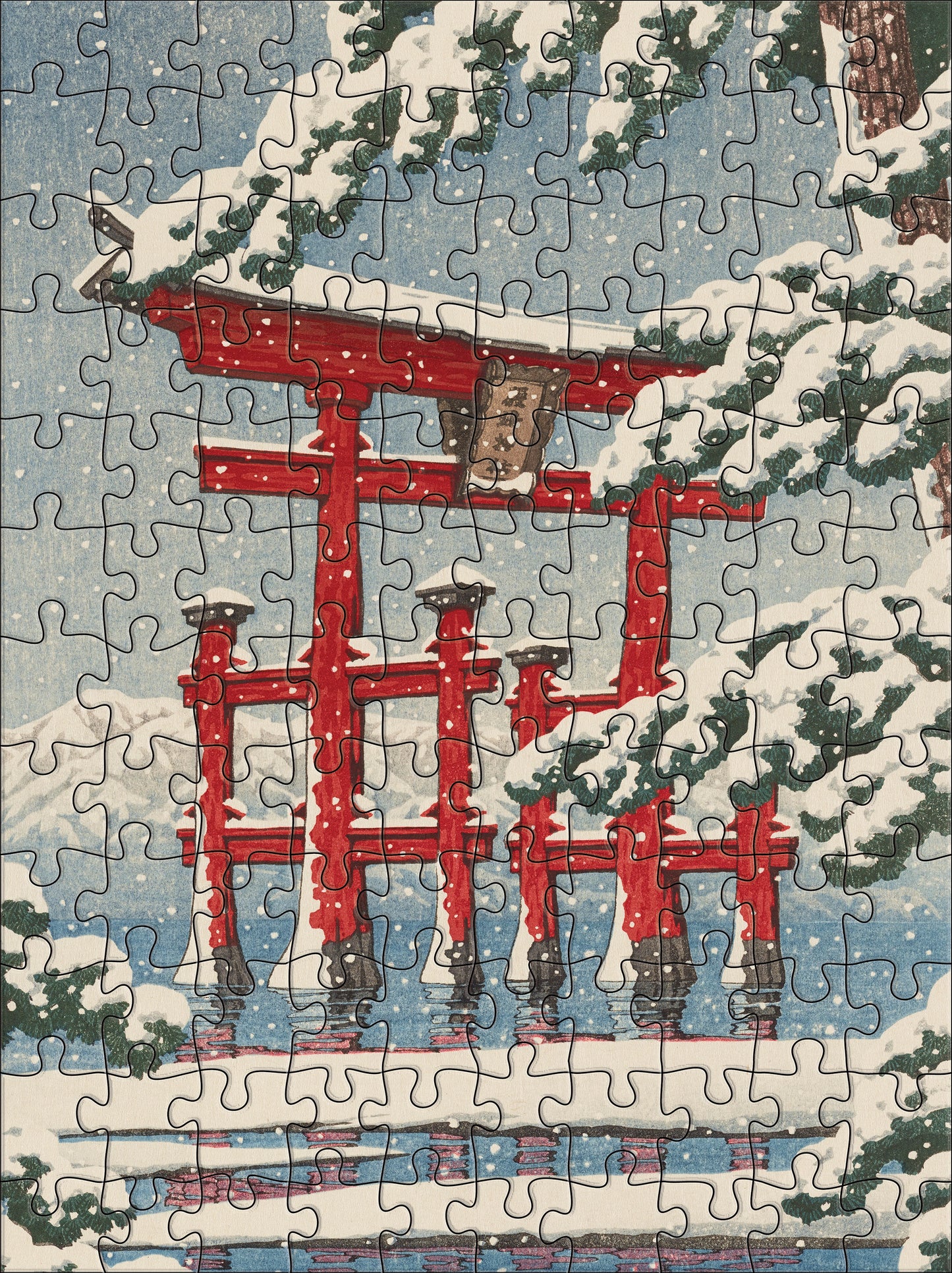 Kawase Hasui: Snowfall 120-Piece Double-Sided Jigsaw Puzzle Set_Interior_3
