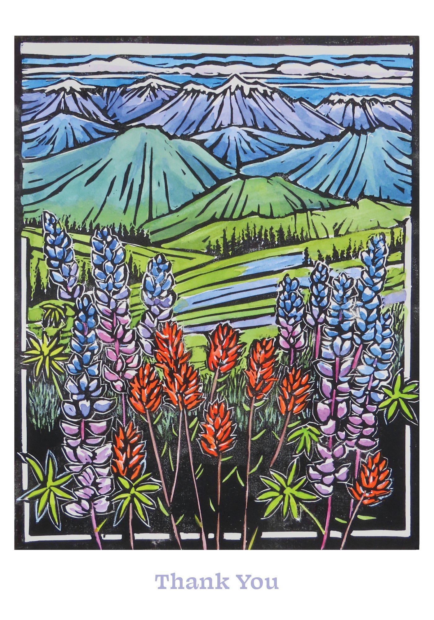 Molly Hashimoto: Paintbrush and Lupine Boxed Thank You Notes_Interior_1