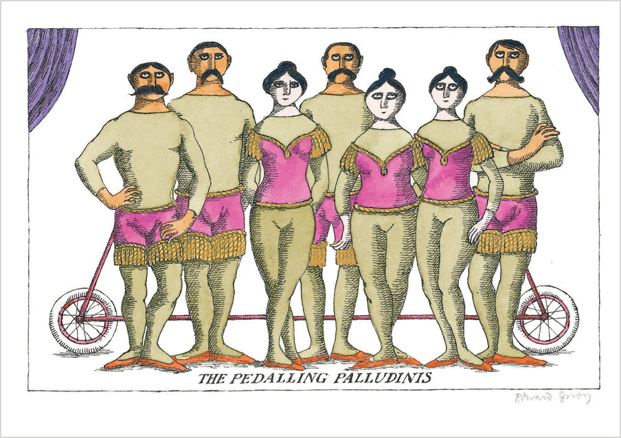 Edward Gorey: The Pedalling Palludinis Postcard_Front_Flat