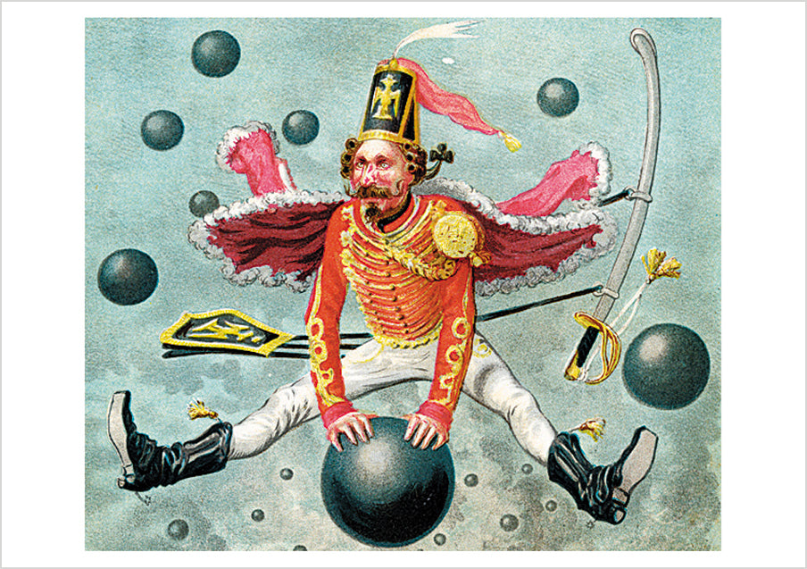 Baron Munchausen Riding a Cannonball Postcard_Front_Flat