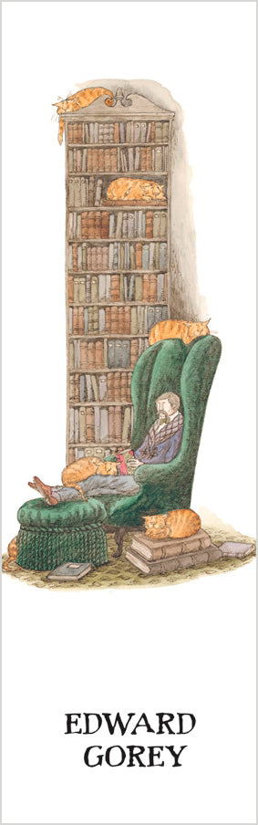 Edward Gorey: Bibliophile with Cats Bookmark_Front_Flat