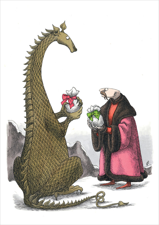 Edward Gorey: Dragon and Man Exchange Gifts Holiday Cards_Interior_1