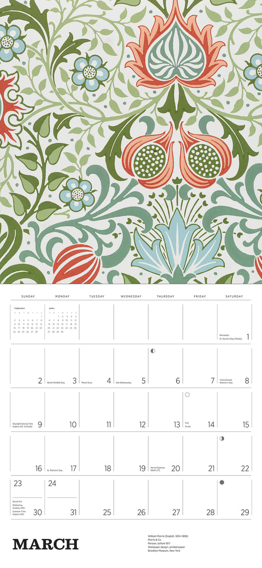 William Morris: Arts & Crafts Designs 2025 Wall Calendar_Interior_1
