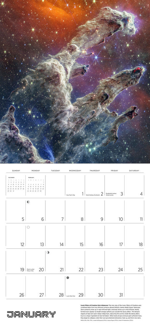 Space: Views from the Hubble and James Webb Telescopes 2025 Wall Calendar_Interior_1