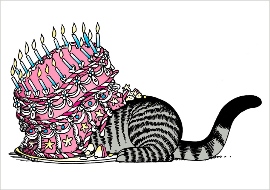B. Kliban: Cat Undercaking Birthday Card_Front_Flat
