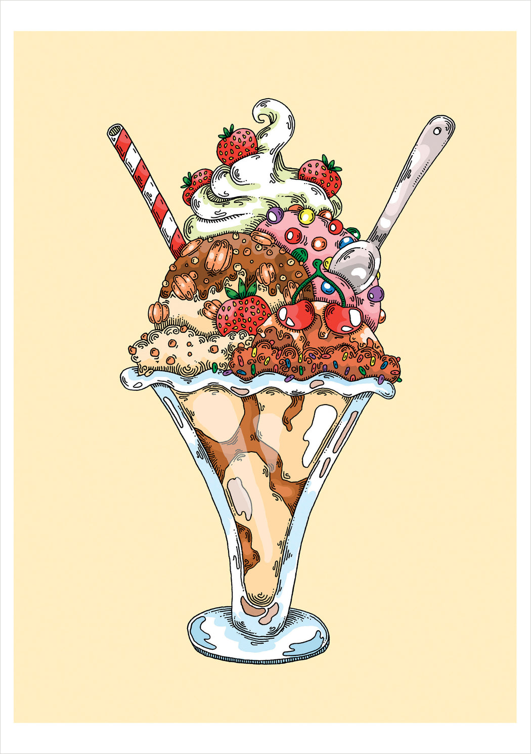 Janelle Dimmett: Ice Cream Sundae Birthday Card_Front_Flat