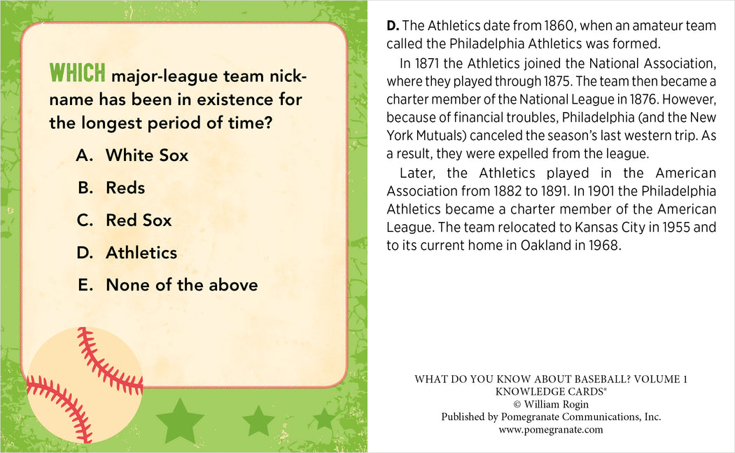 What Do You Know about Baseball? Vol. I Knowledge Cards_Interior_1
