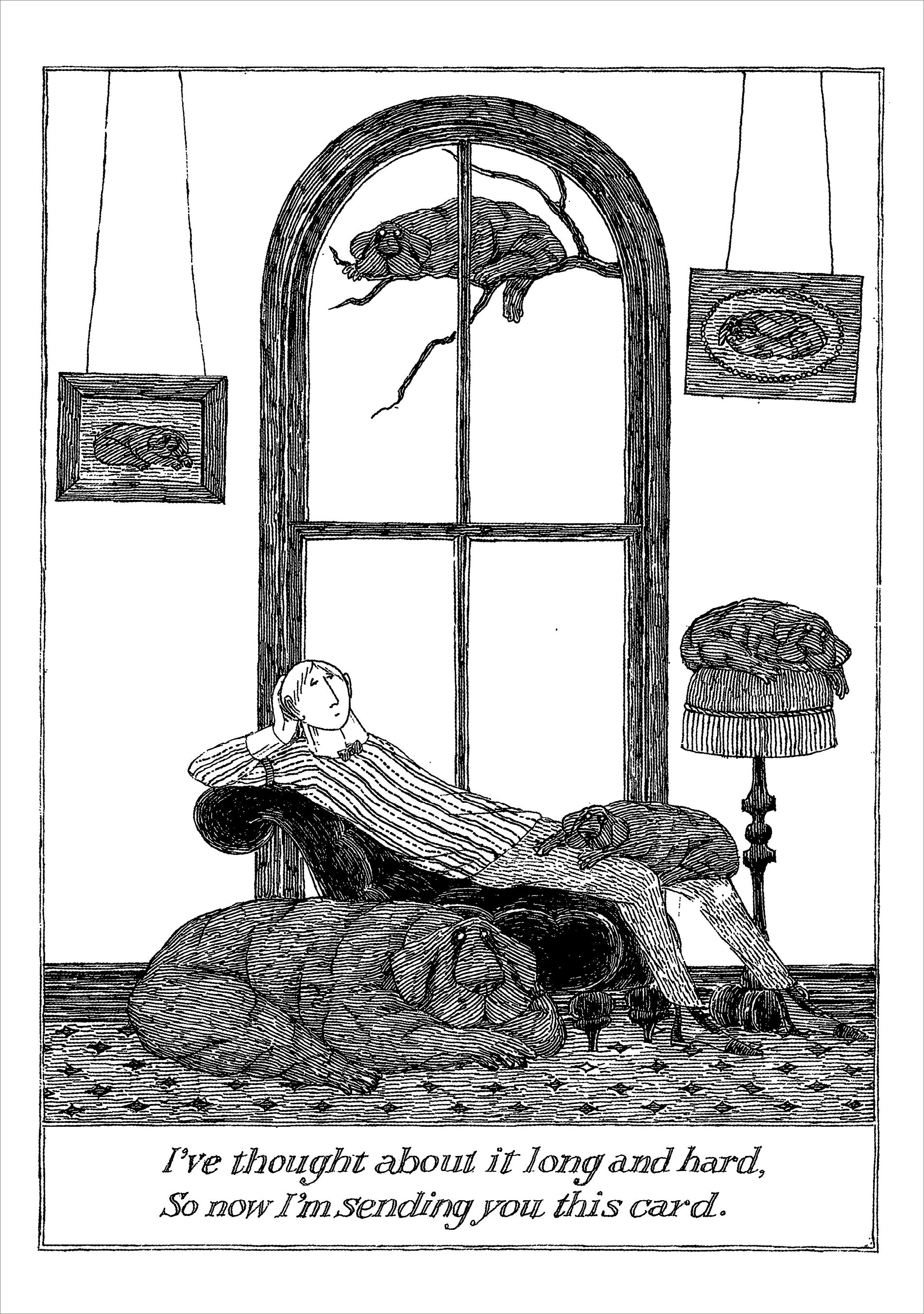 Edward Gorey: Thought about It Notecard – Pomegranate