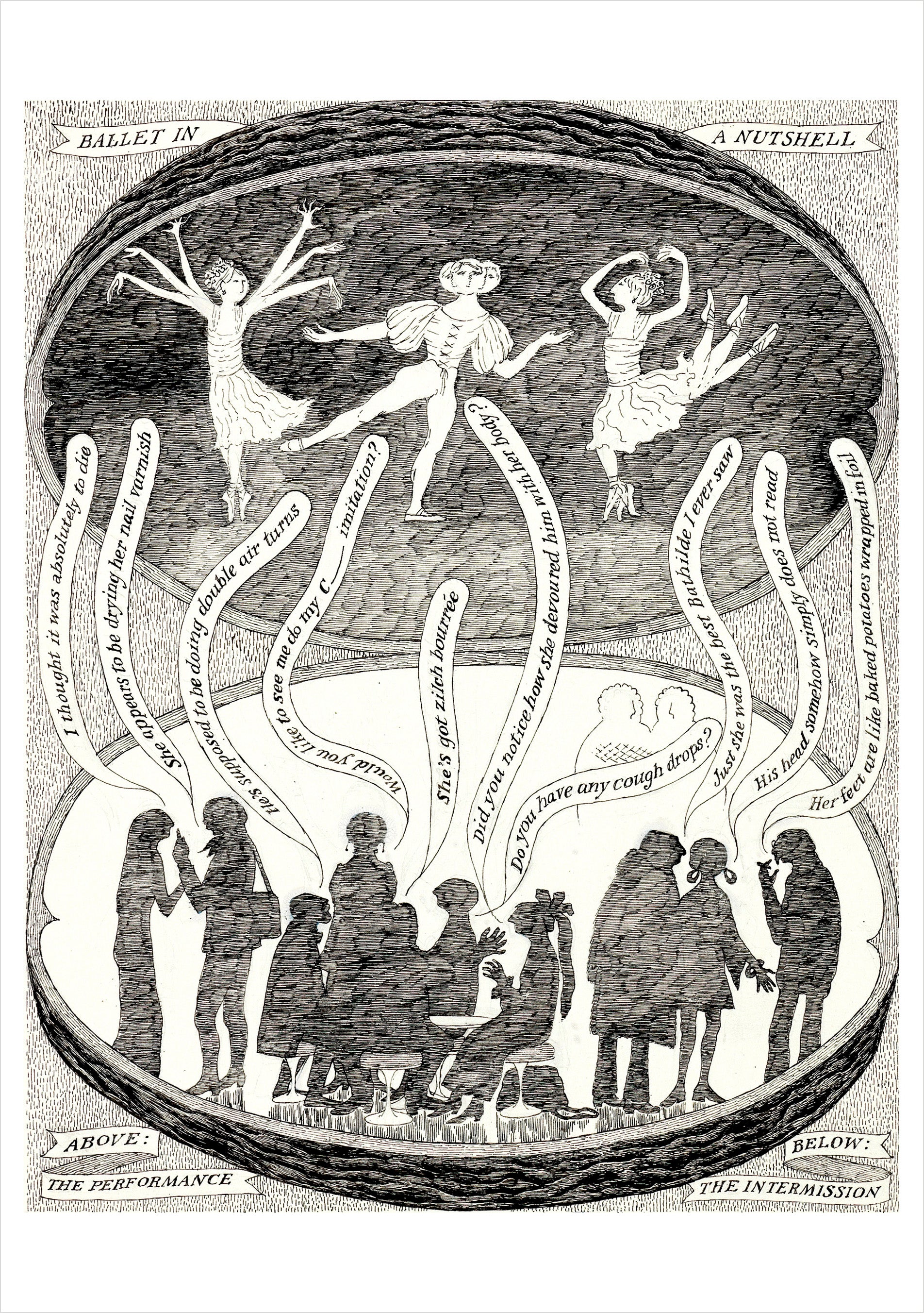 Edward Gorey Art sweat 絵本画家 Edward Gorey: Ballet in a Nutshell Notecard – Pomegranate