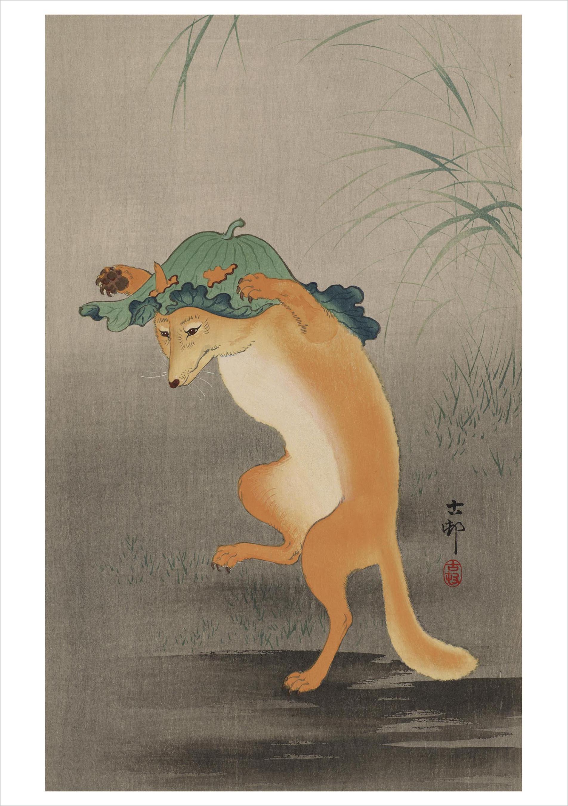 Ohara Koson (Shōson): Dancing Fox Notecard – Pomegranate