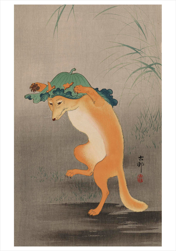 Ohara Koson (Shōson): Dancing Fox Notecard – Pomegranate