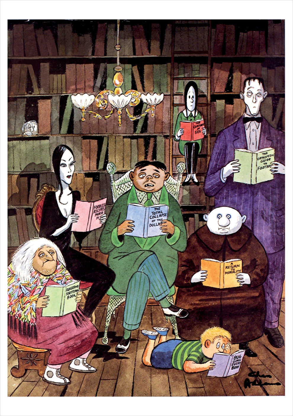 Charles Addams: The Addams Family Reading Notecard – Pomegranate