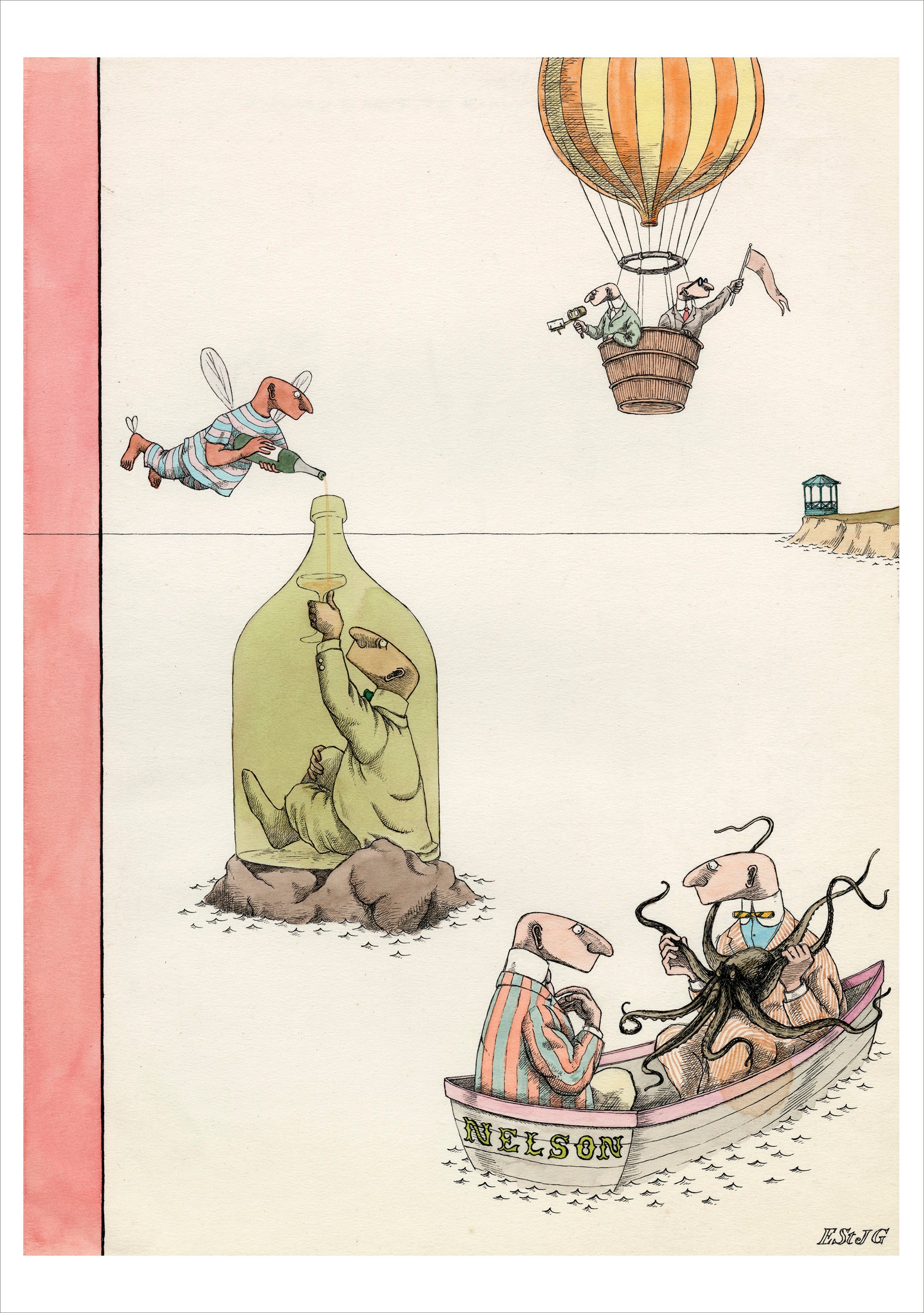 Edward Gorey: Summer Seaside Holiday Notecard – Pomegranate