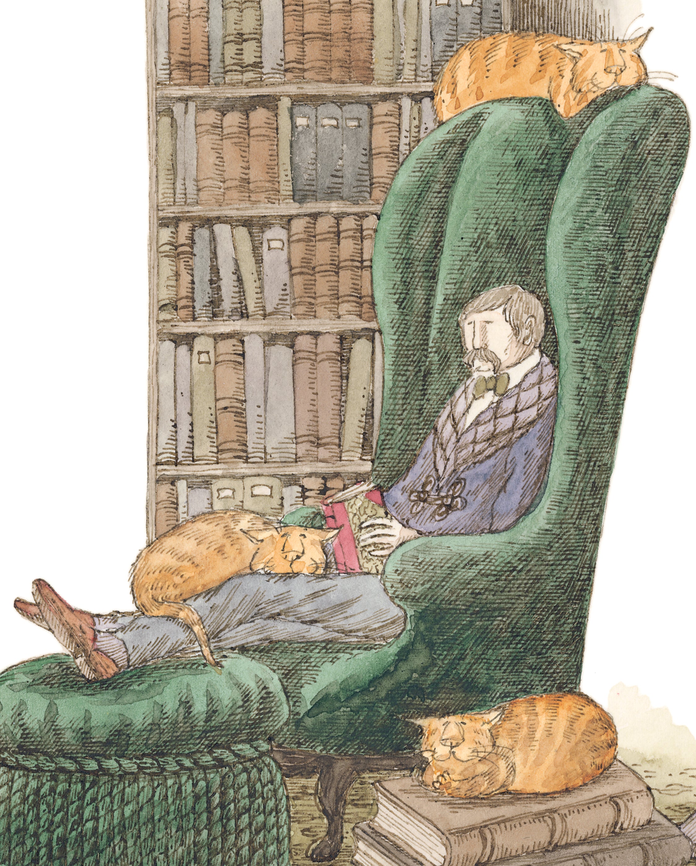 Edward Gorey: Bibliophile with Cats Bookmark – Pomegranate