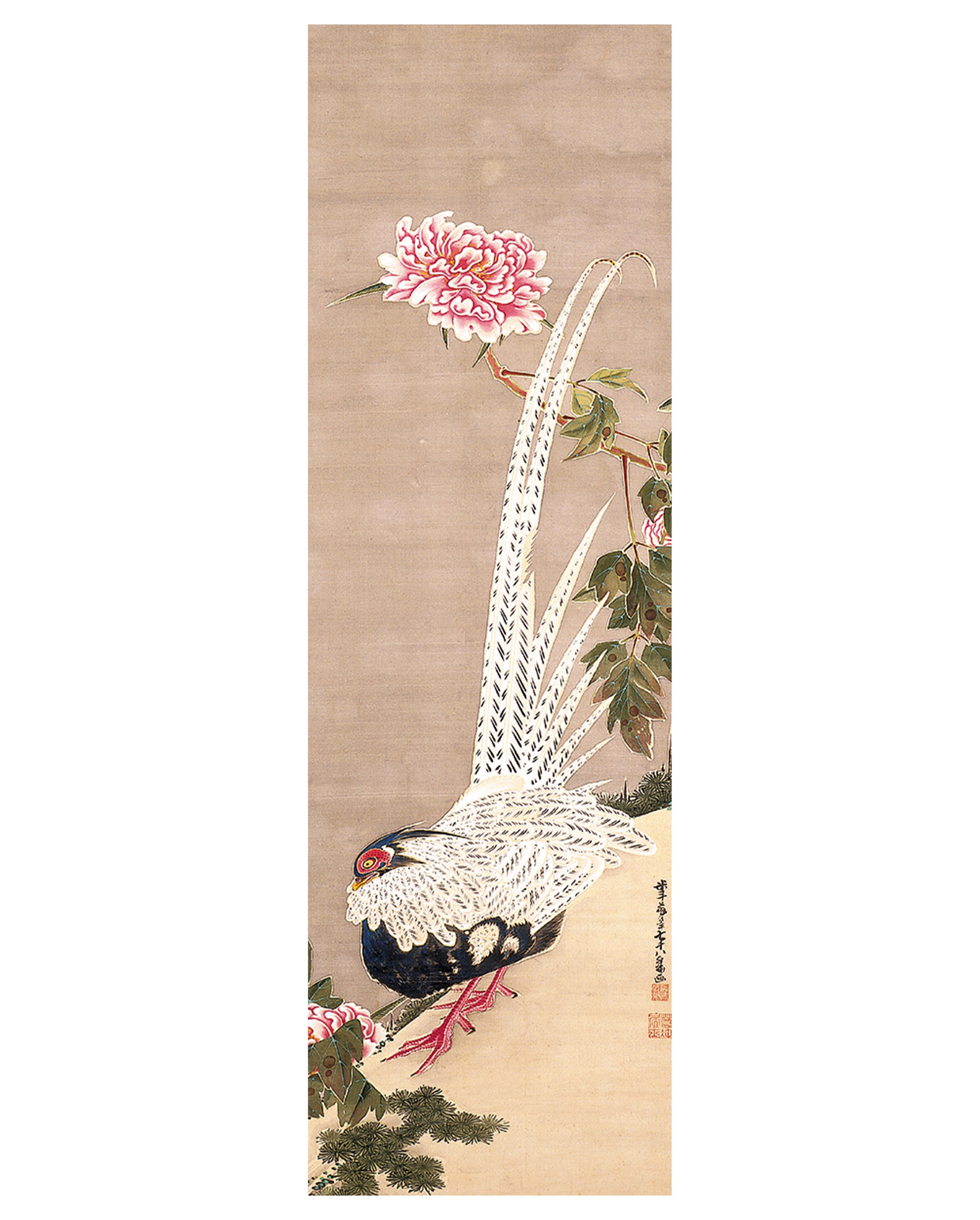 Itō Jakuchū: Silver Pheasant and Peonies Bookmark – Pomegranate