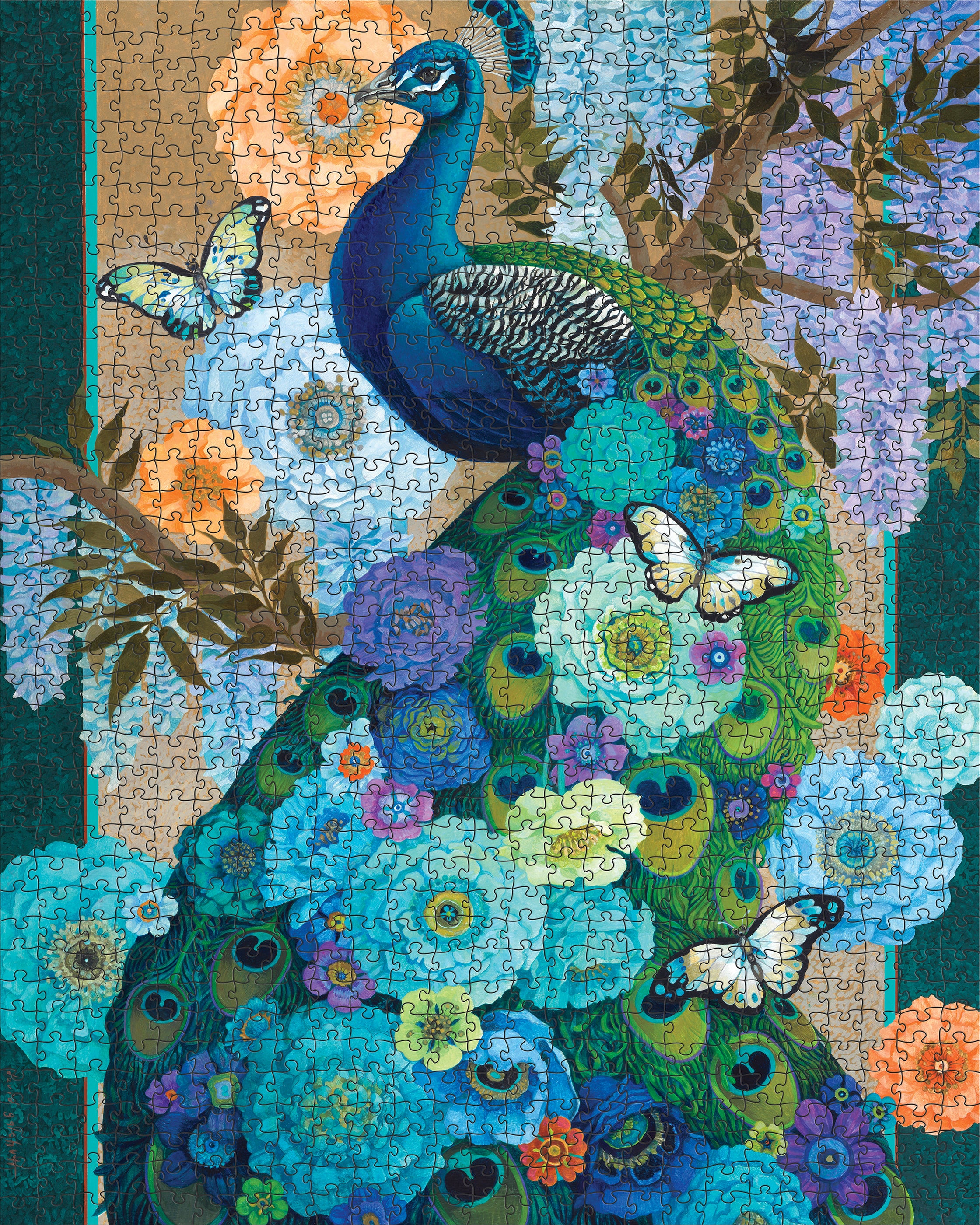David Galchutt: Floral Peacock 1000-Piece Jigsaw Puzzle – Pomegranate