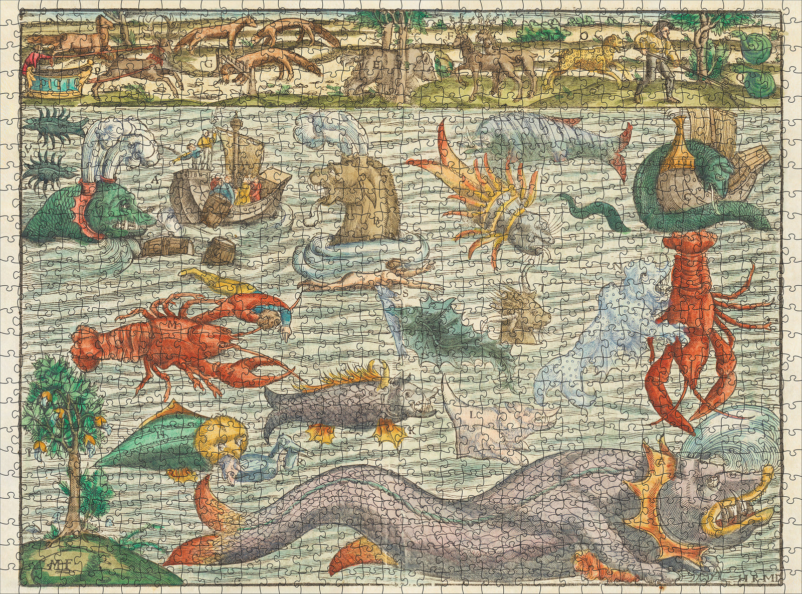 Sebastian Münster: Sea Monsters 1000-Piece Jigsaw Puzzle_Zoom