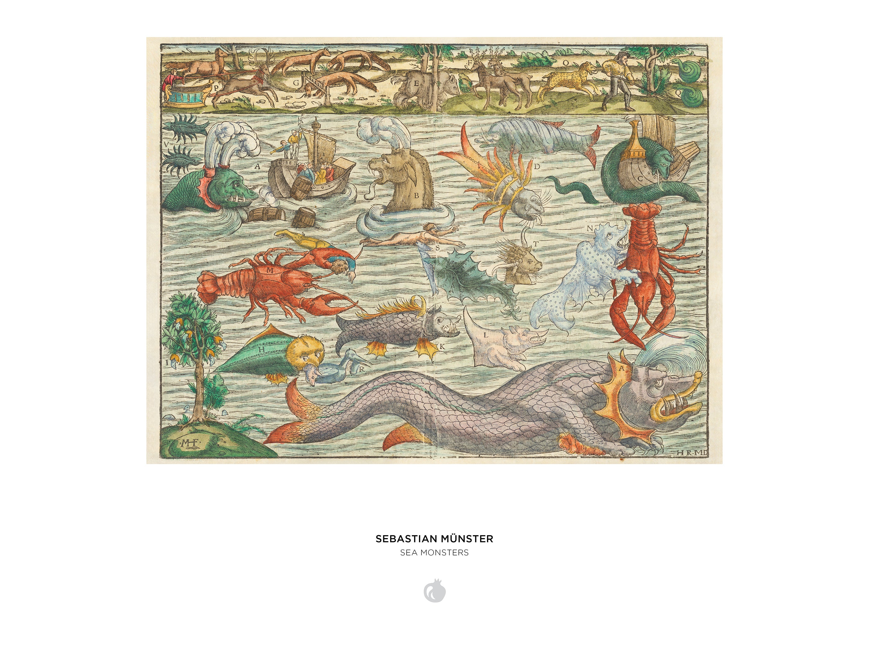 アートシアター NR １ Sebastian Münster: Sea Monsters 1000-Piece Jigsaw Puzzle – Pomegranate