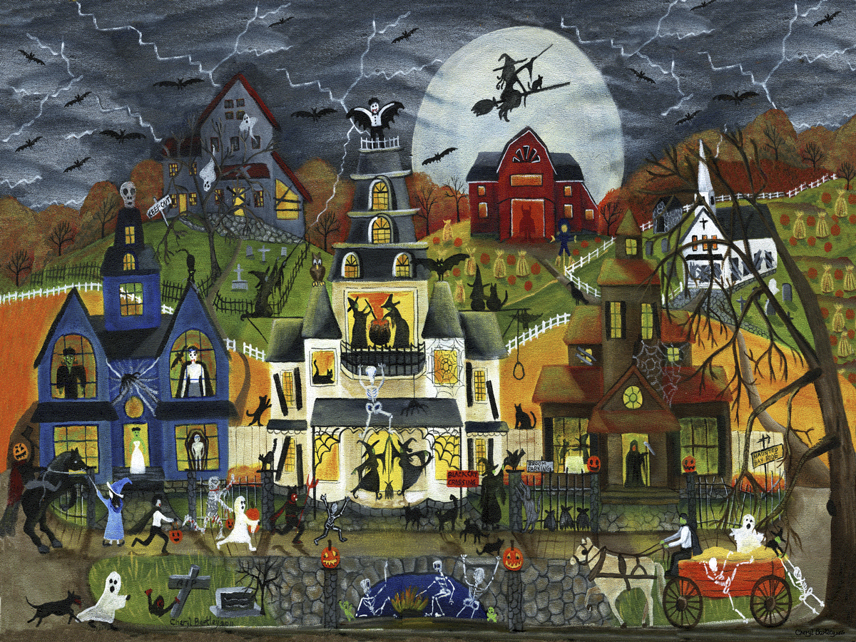 Cheryl Bartley: Spooky Street 1000-Piece Jigsaw Puzzle – Pomegranate