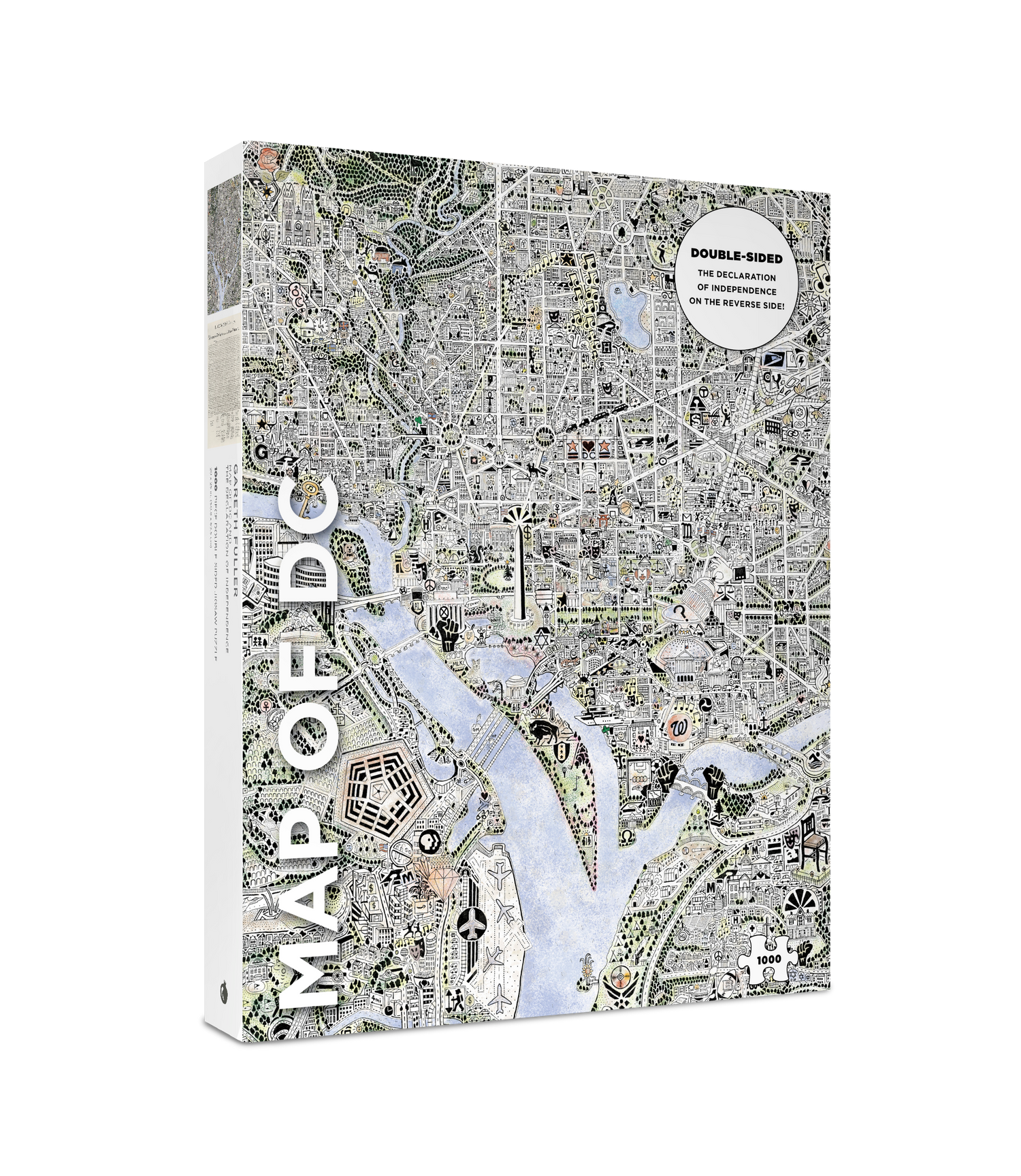 Gareth Fuller: Map of DC and The Declaration of Independence 1000-Piece Double Sided Jigsaw Puzzle_Primary