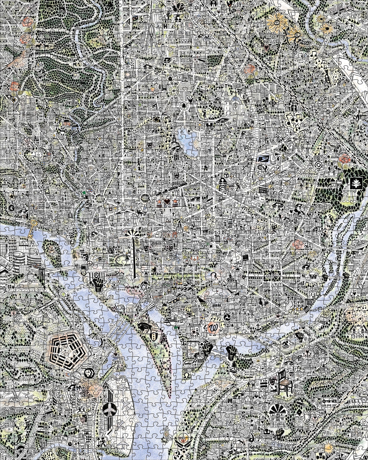 Gareth Fuller: Map of DC and The Declaration of Independence 1000-Piece Double Sided Jigsaw Puzzle_Zoom