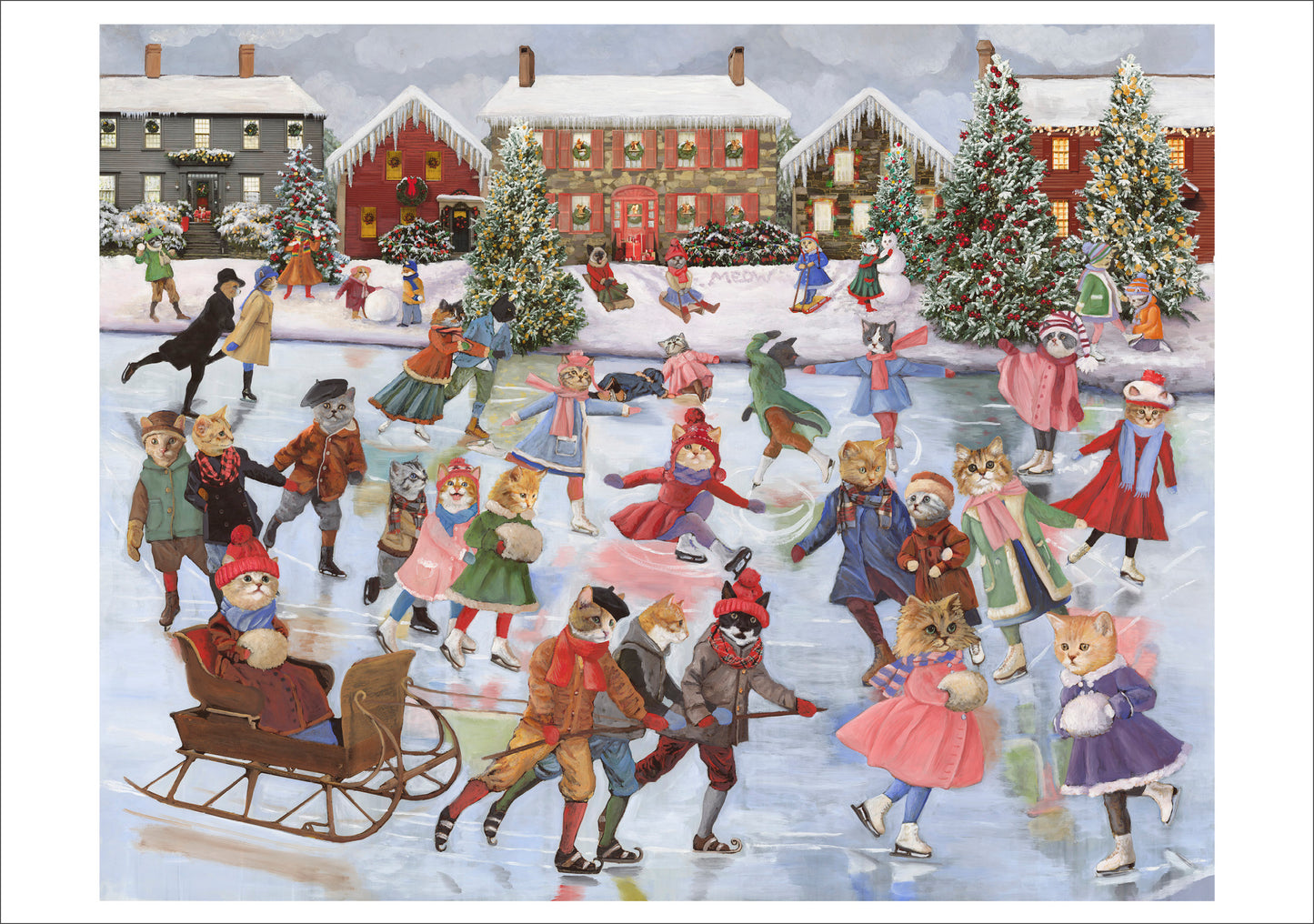 Carol Lew: Cats on Ice Holiday Cards_Interior_1