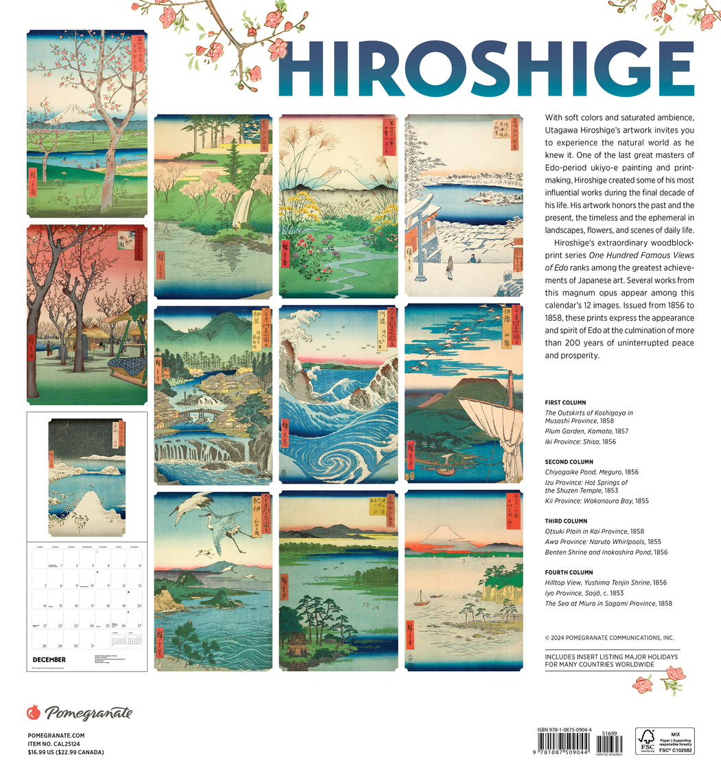 Hiroshige 2025 Wall Calendar — Pomegranate