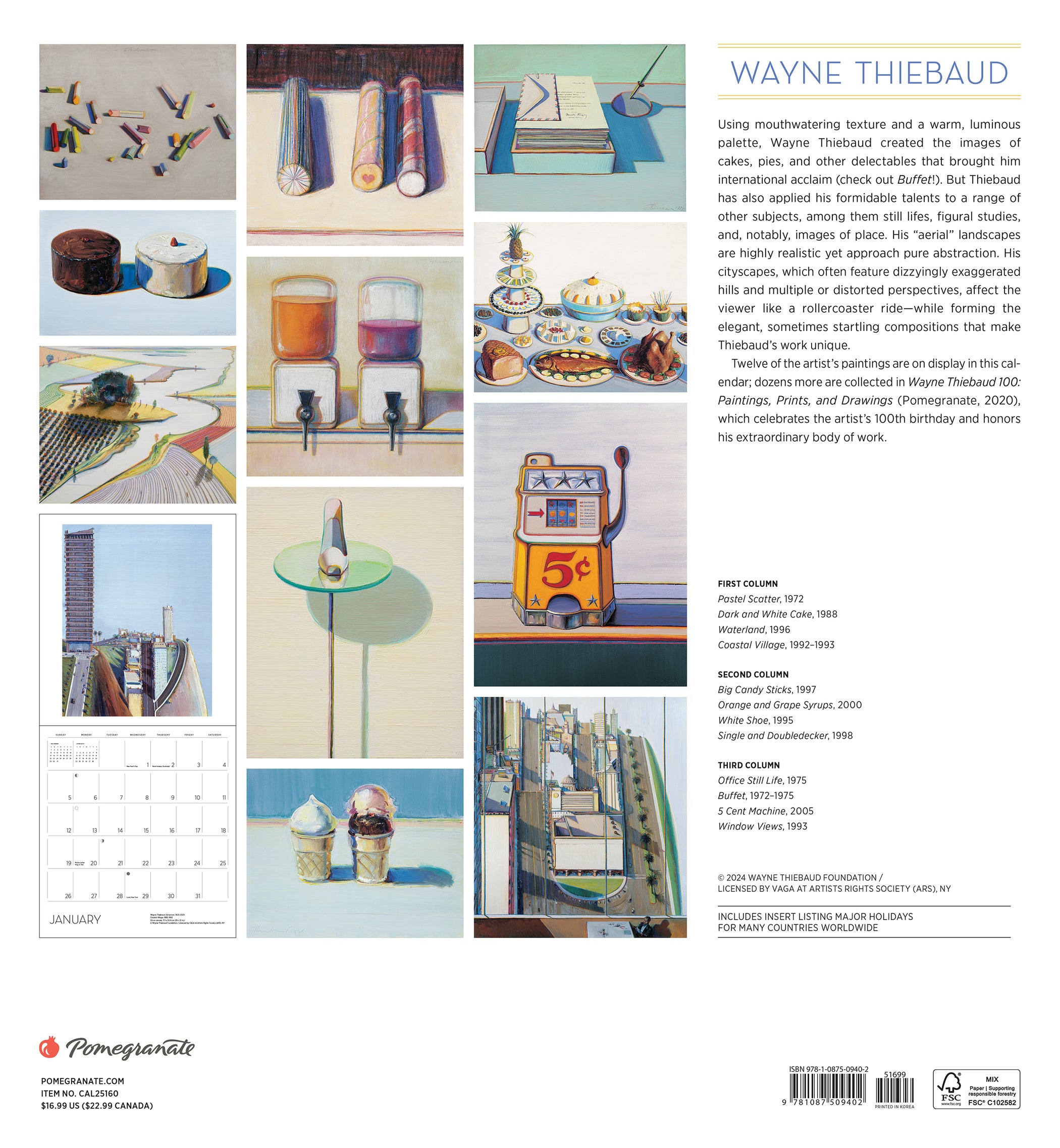 Wayne Thiebaud 2025 Wall Calendar — Pomegranate