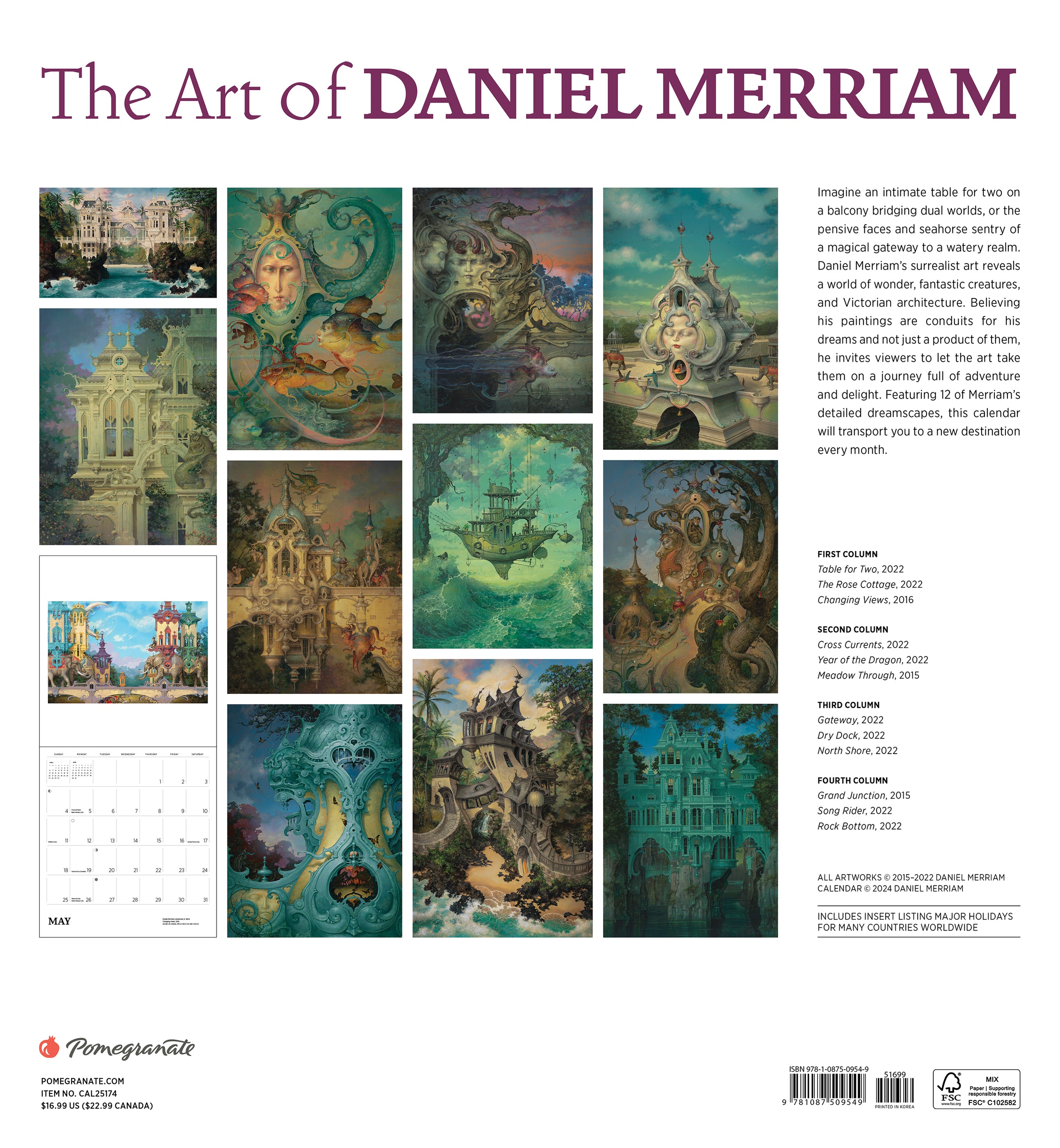 The Art of Daniel Merriam 2025 Wall Calendar — Pomegranate