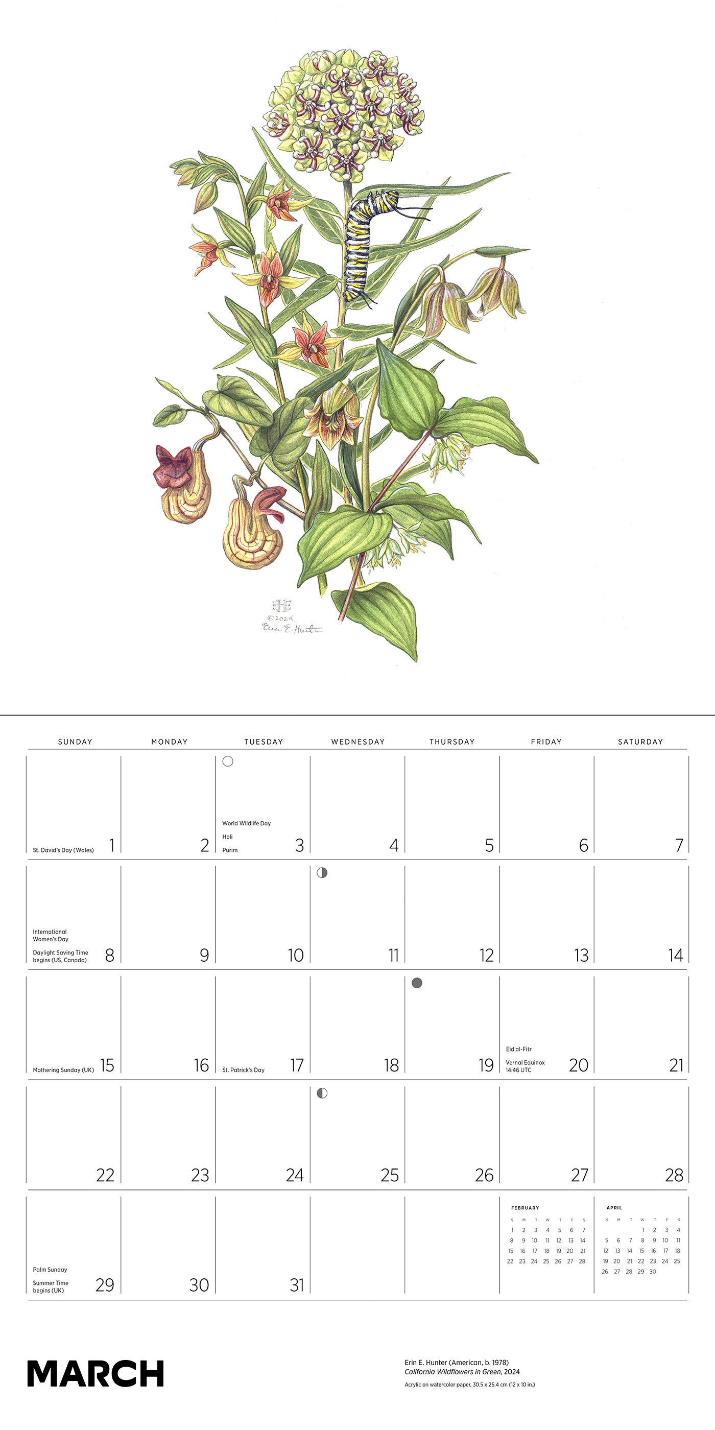 Erin E. Hunter: Pollinators 2026 Wall Calendar_Interior_3