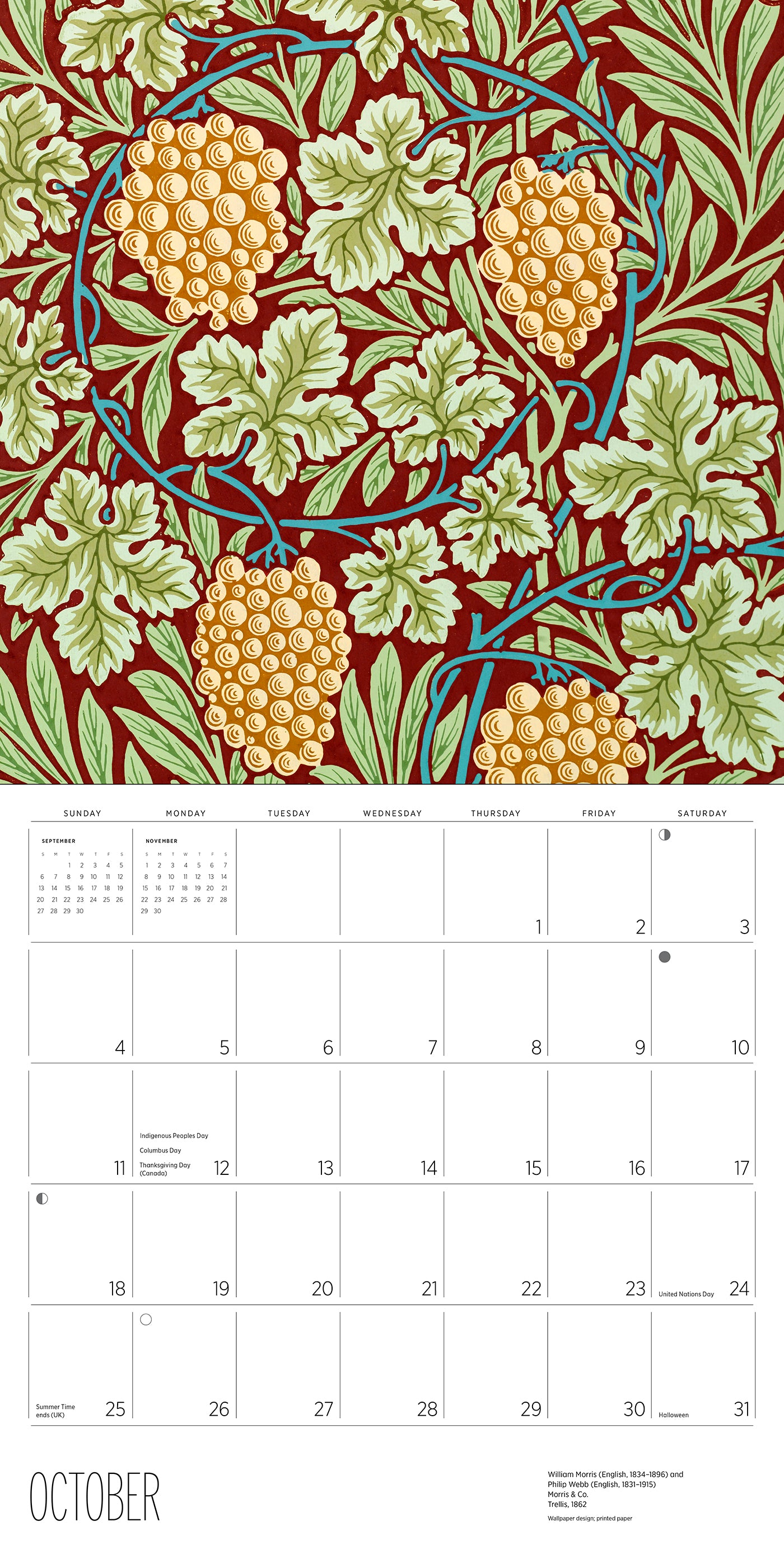 William Morris: Arts & Crafts Designs 2026 Wall Calendar_Interior_4