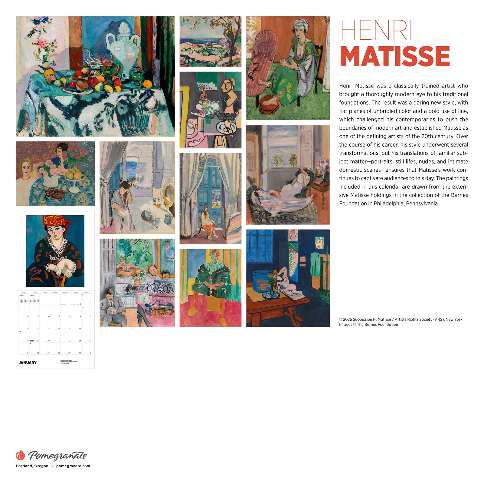 Henri Matisse 2026 Wall Calendar_Back_Multipiece
