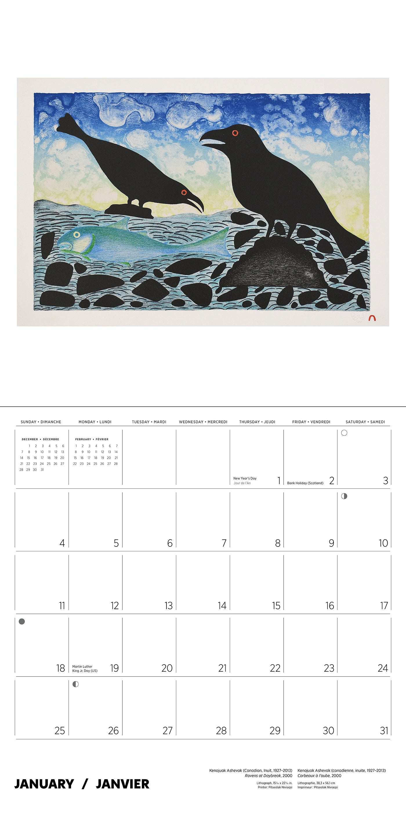 Kenojuak Ashevak 2026 Wall Calendar_Interior_2