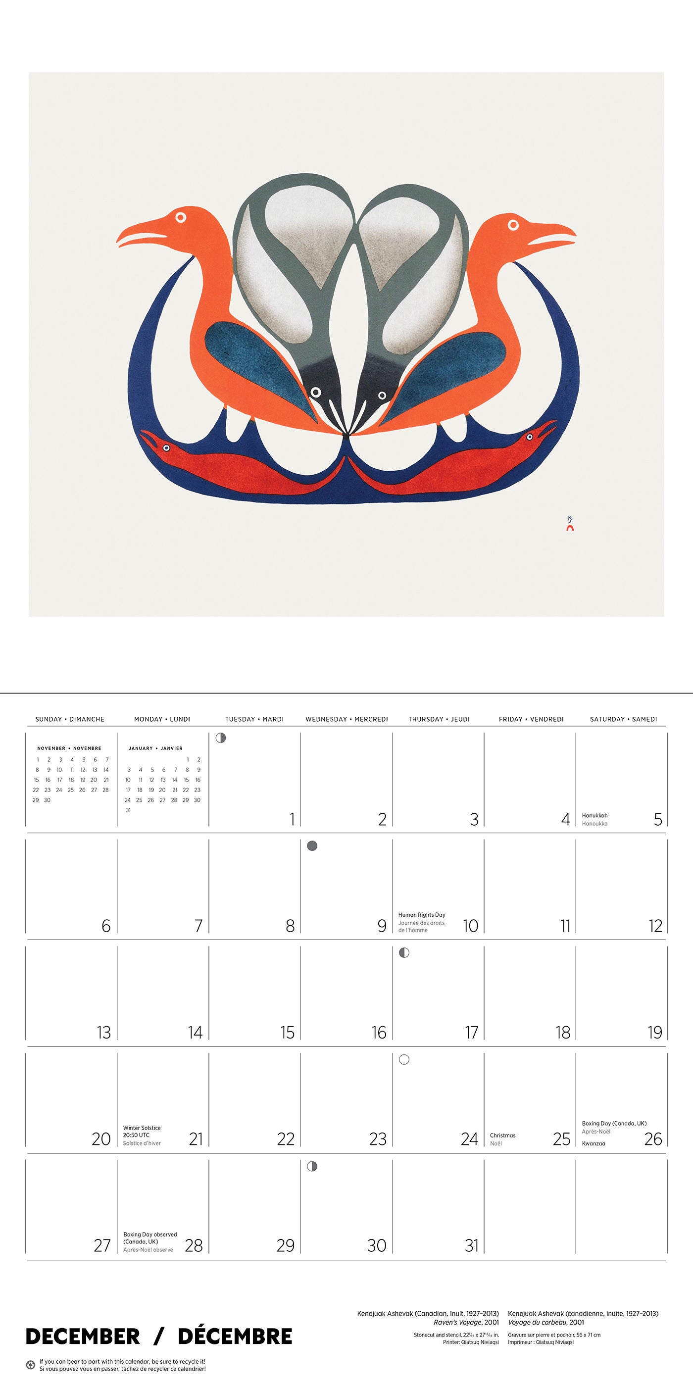Kenojuak Ashevak 2026 Wall Calendar_Interior_3