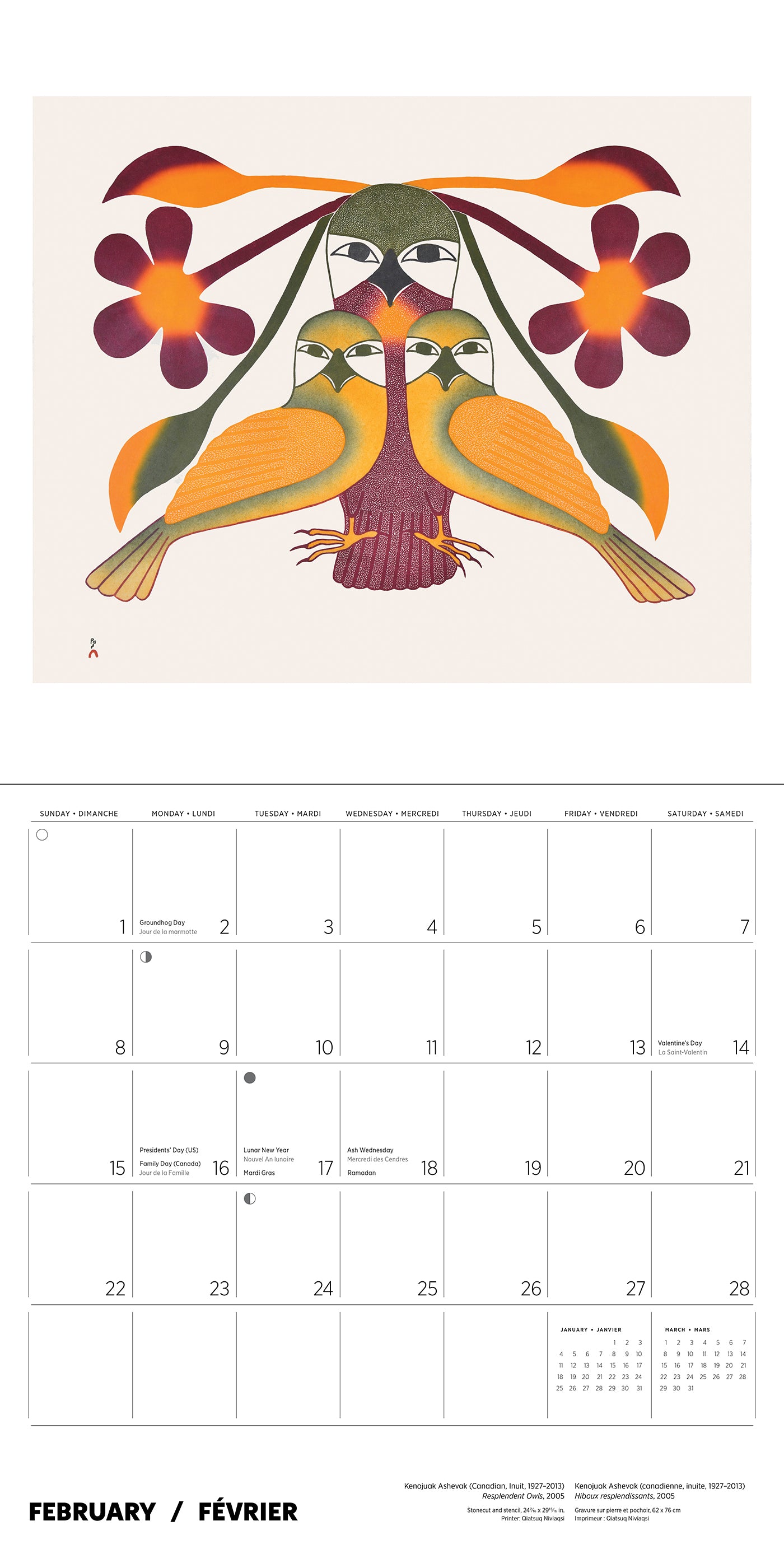 Kenojuak Ashevak 2026 Wall Calendar_Interior_5