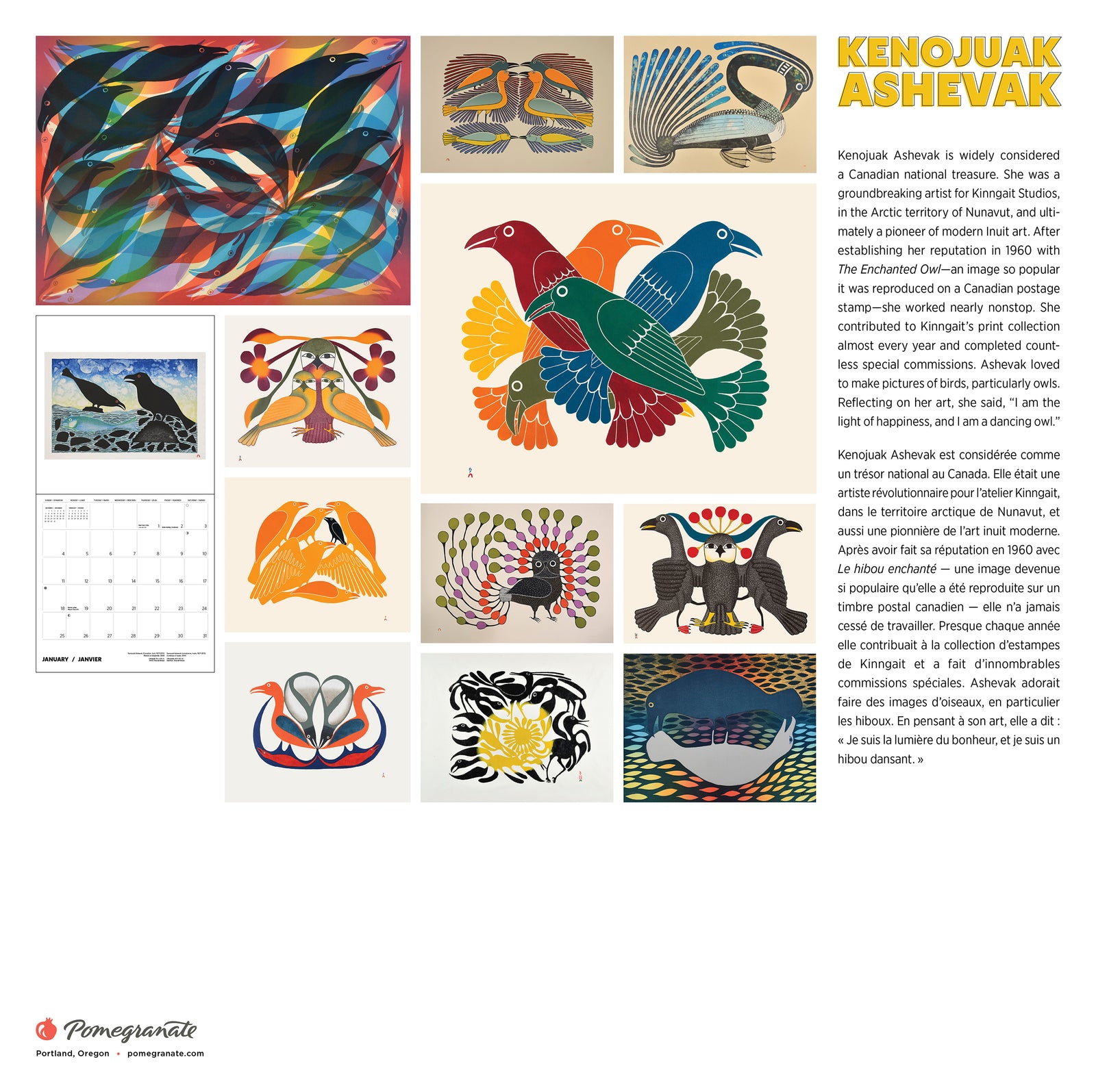 Kenojuak Ashevak 2026 Wall Calendar_Back_Multipiece