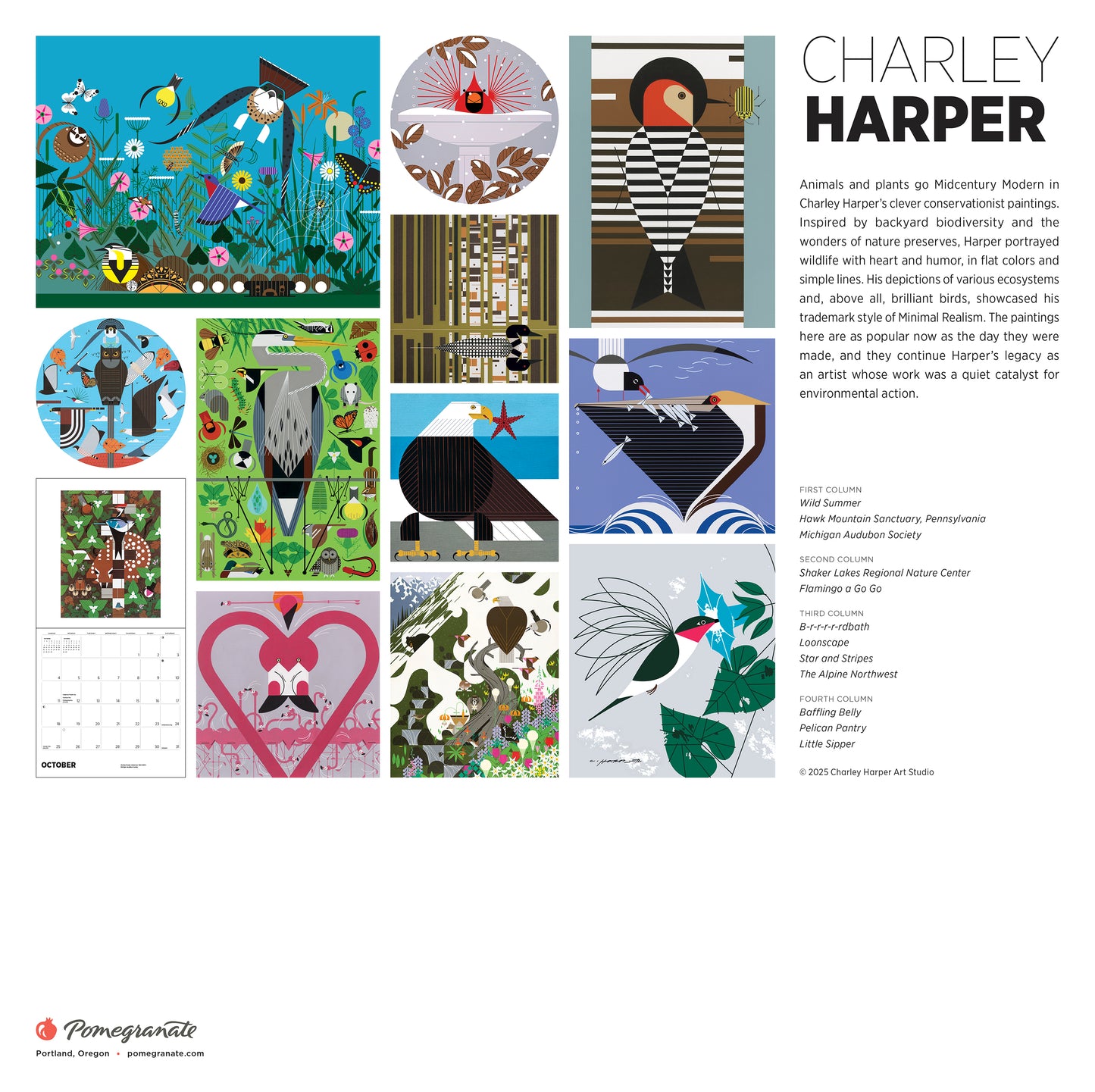 Charley Harper 2026 Wall Calendar_Back_Multipiece
