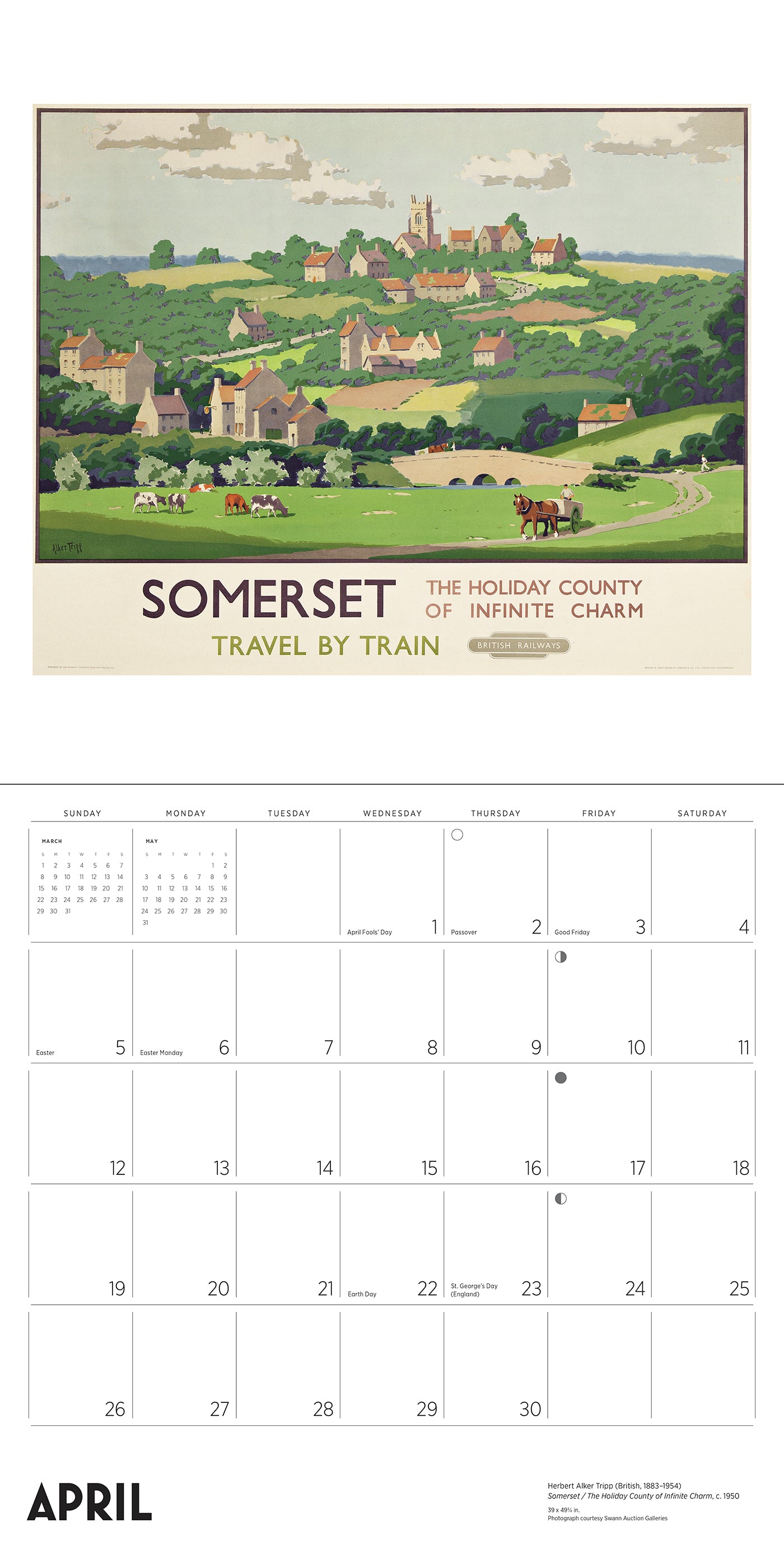 England by Rail: Vintage Travel Posters 2026 Wall Calendar_Interior_1