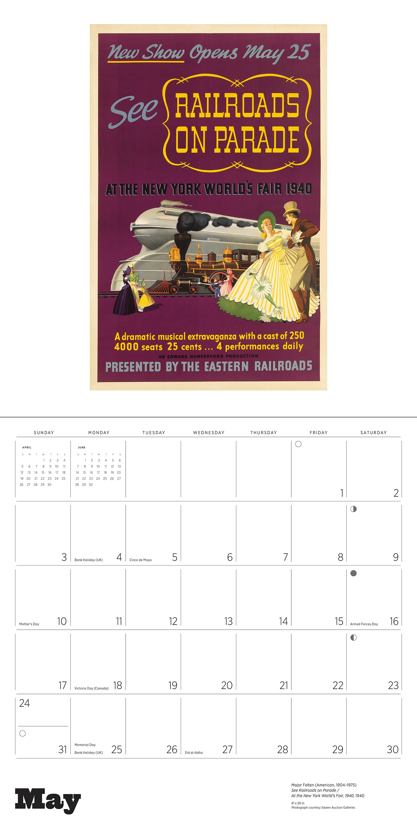 America by Rail: Vintage Travel Posters 2026 Wall Calendar_Interior_5