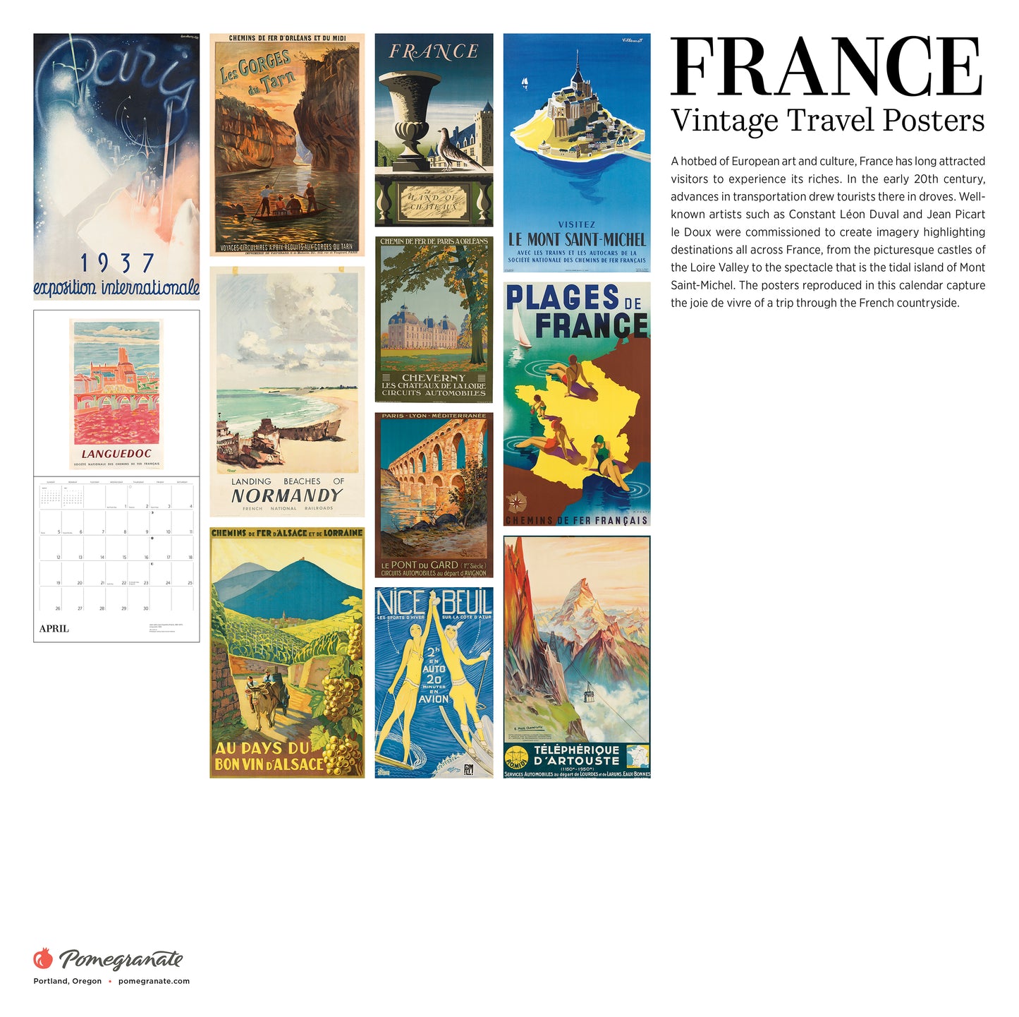 France: Vintage Travel Posters 2026 Wall Calendar_Back_Multipiece