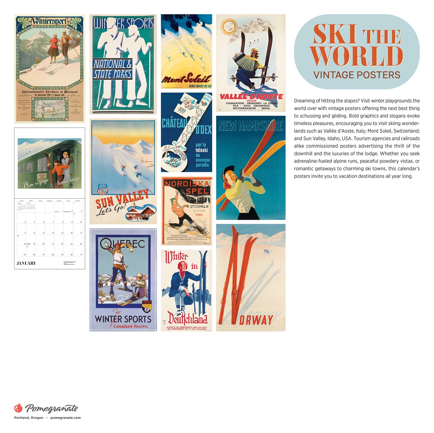 Ski the World: Vintage Posters 2026 Wall Calendar_Back_Multipiece