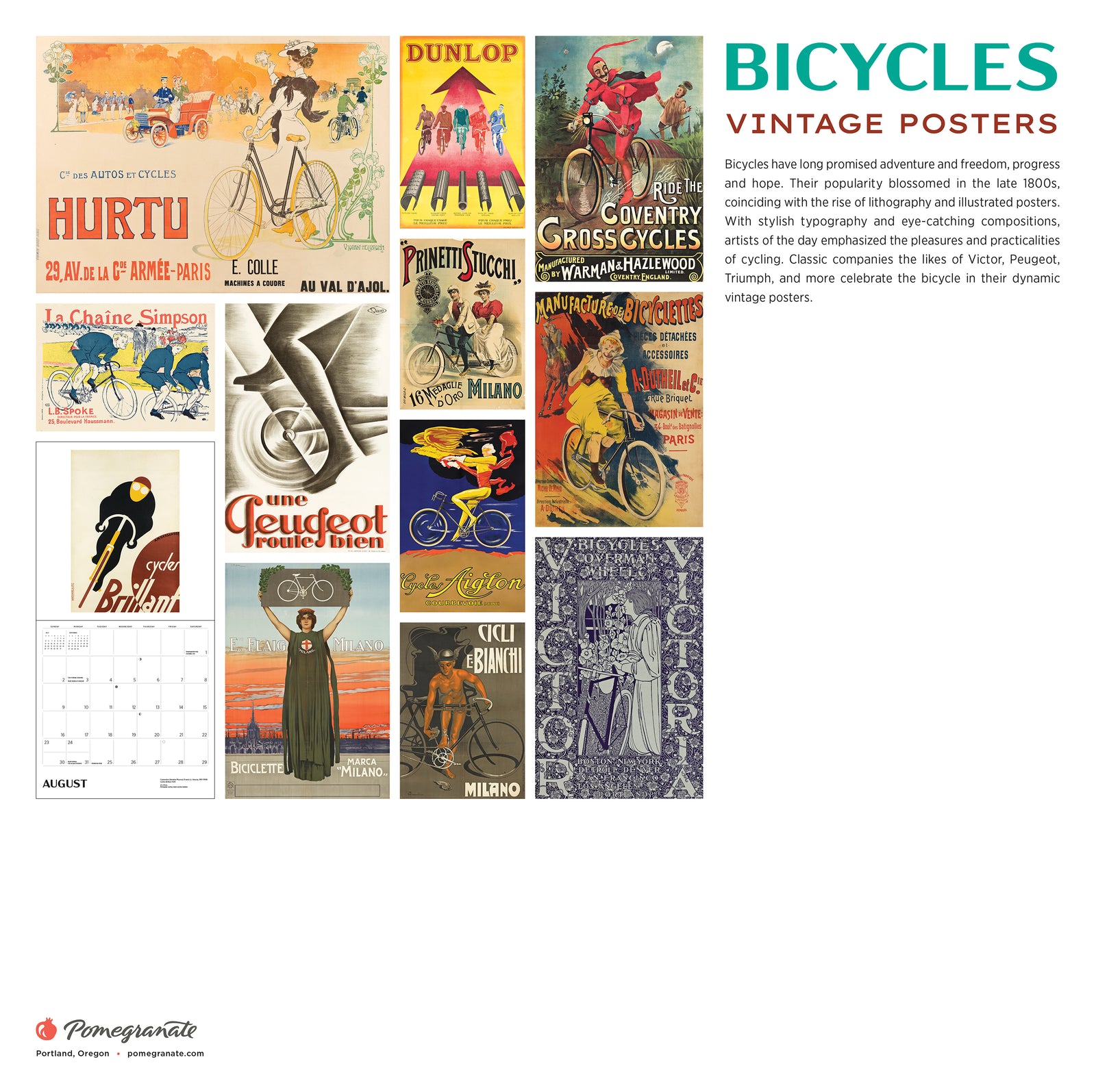 Bicycles: Vintage Posters 2026 Wall Calendar_Back_Multipiece