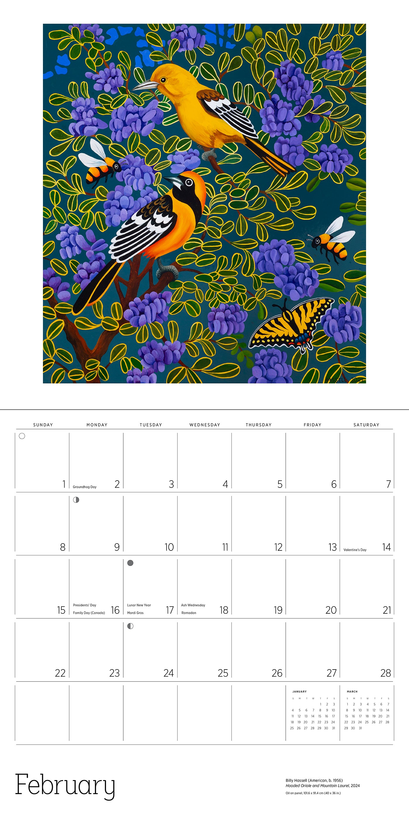 In the Wild: The Art of Billy Hassell 2026 Wall Calendar_Interior_2