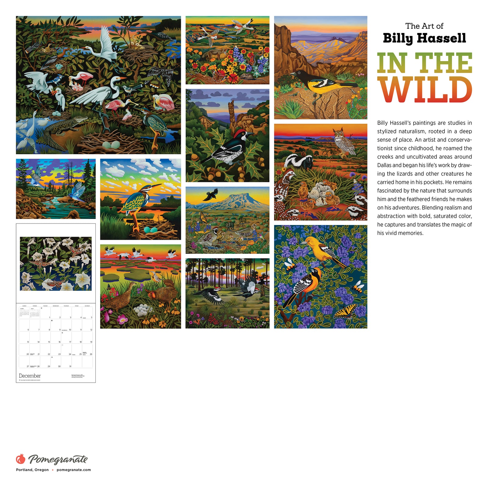 In the Wild: The Art of Billy Hassell 2026 Wall Calendar_Back_Multipiece