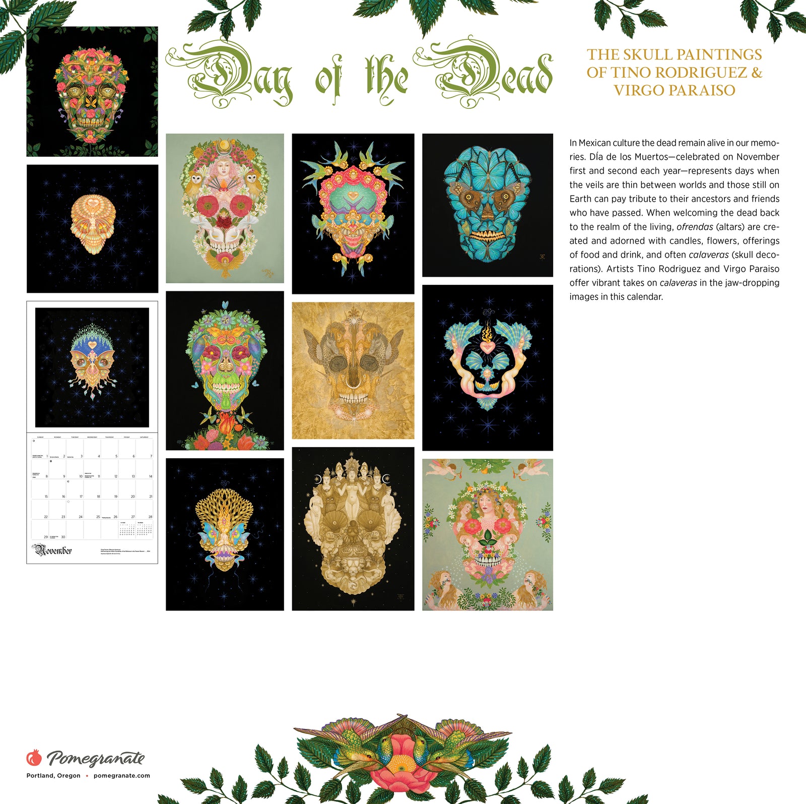 Day of the Dead: The Skull Paintings of Tino Rodriguez and Virgo Paraiso 2026 Wall Calendar_Back_Multipiece