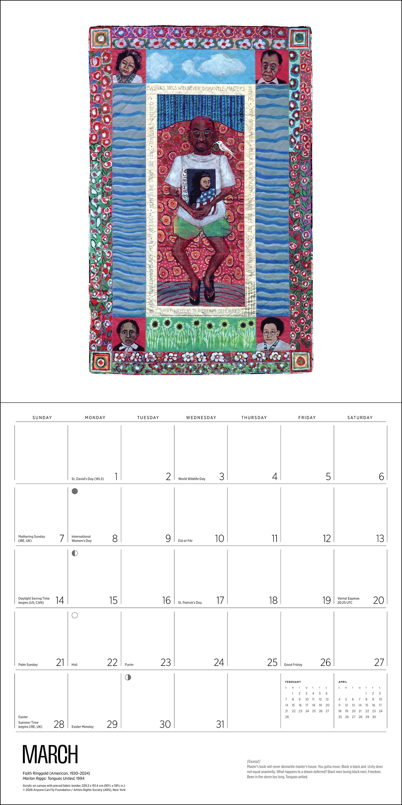 Faith Ringgold 2027 Wall Calendar_Interior_3