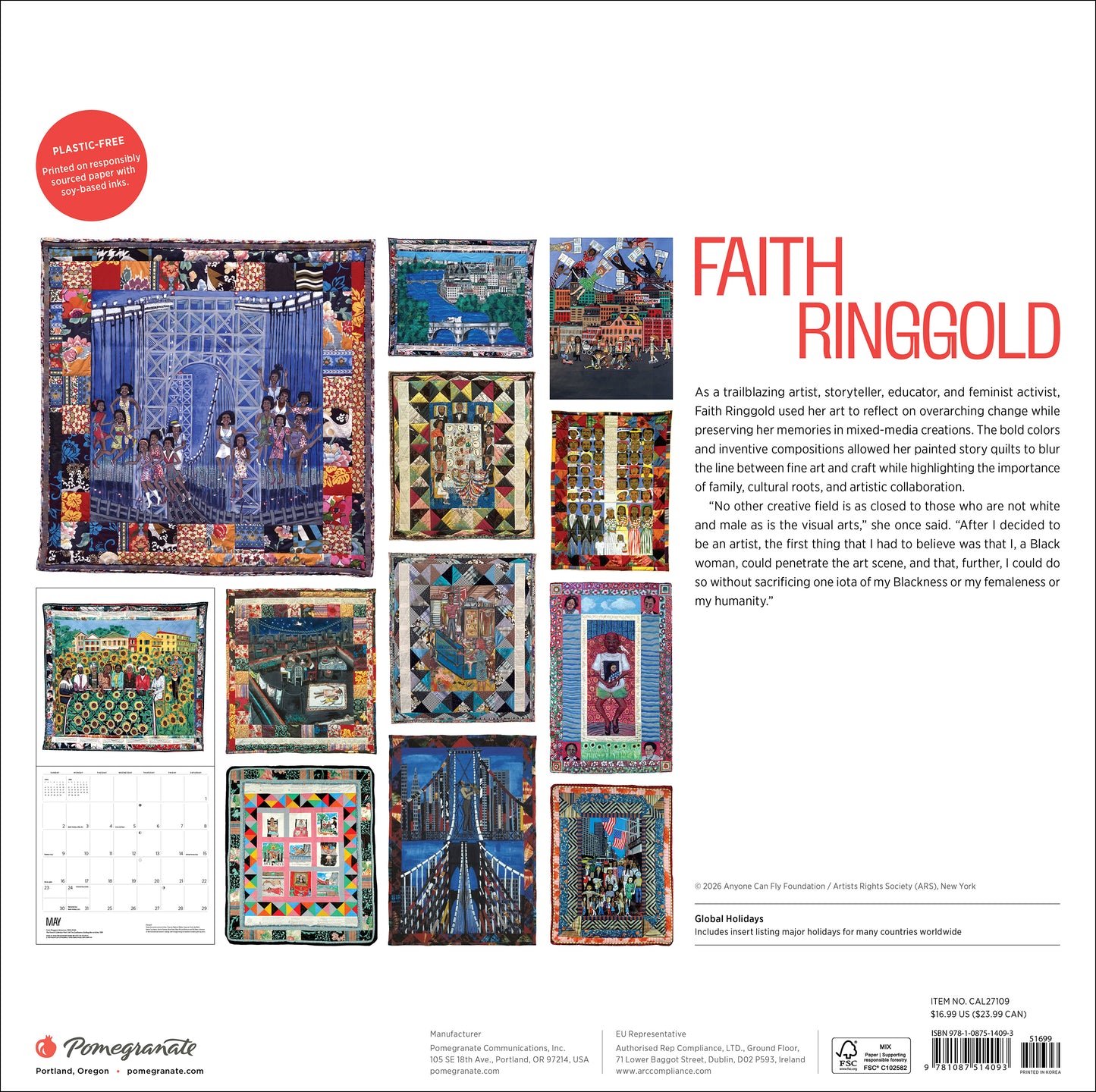 Faith Ringgold 2027 Wall Calendar_Back_Multipiece