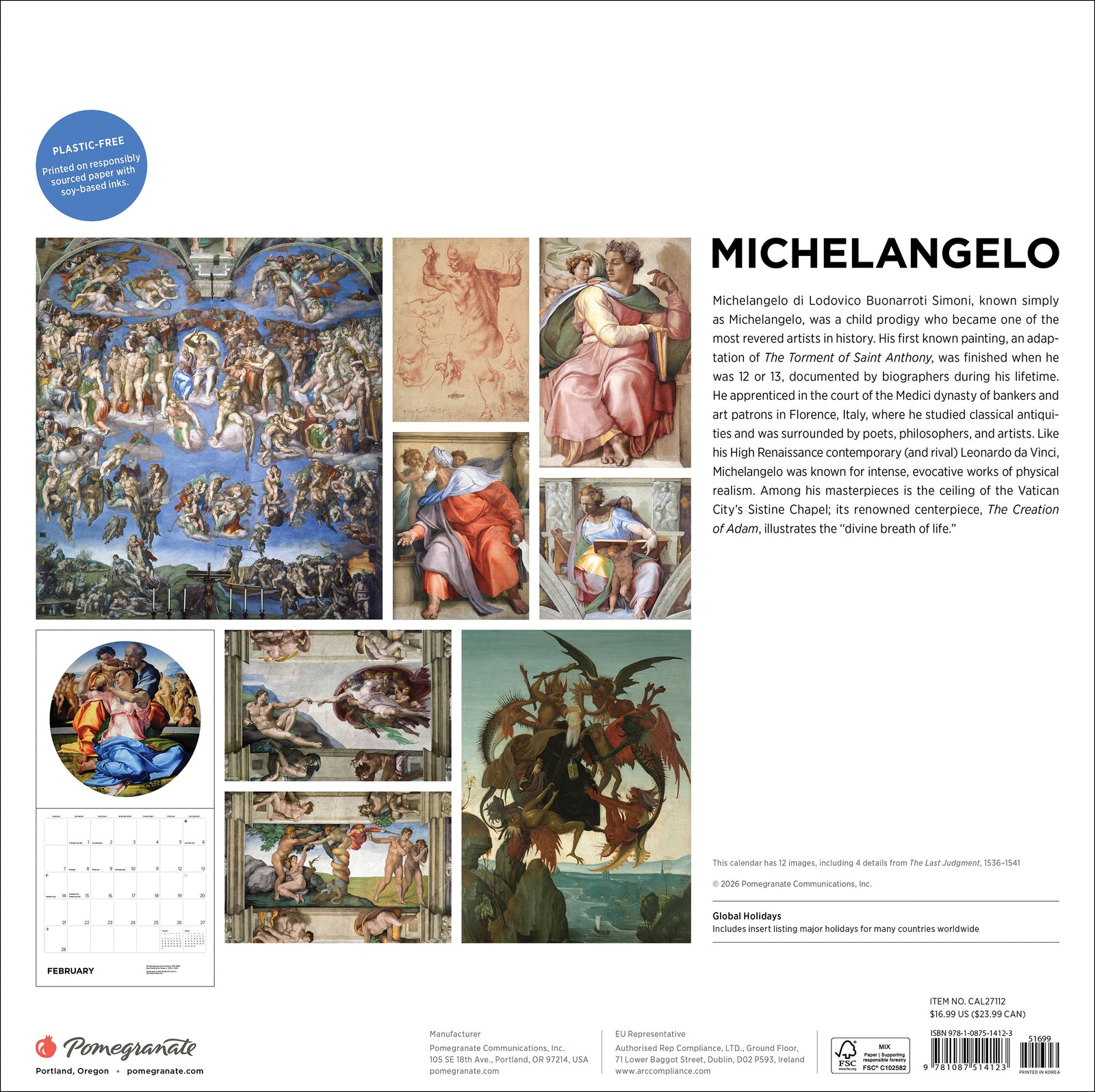 Michelangelo 2027 Wall Calendar_Back_Multipiece