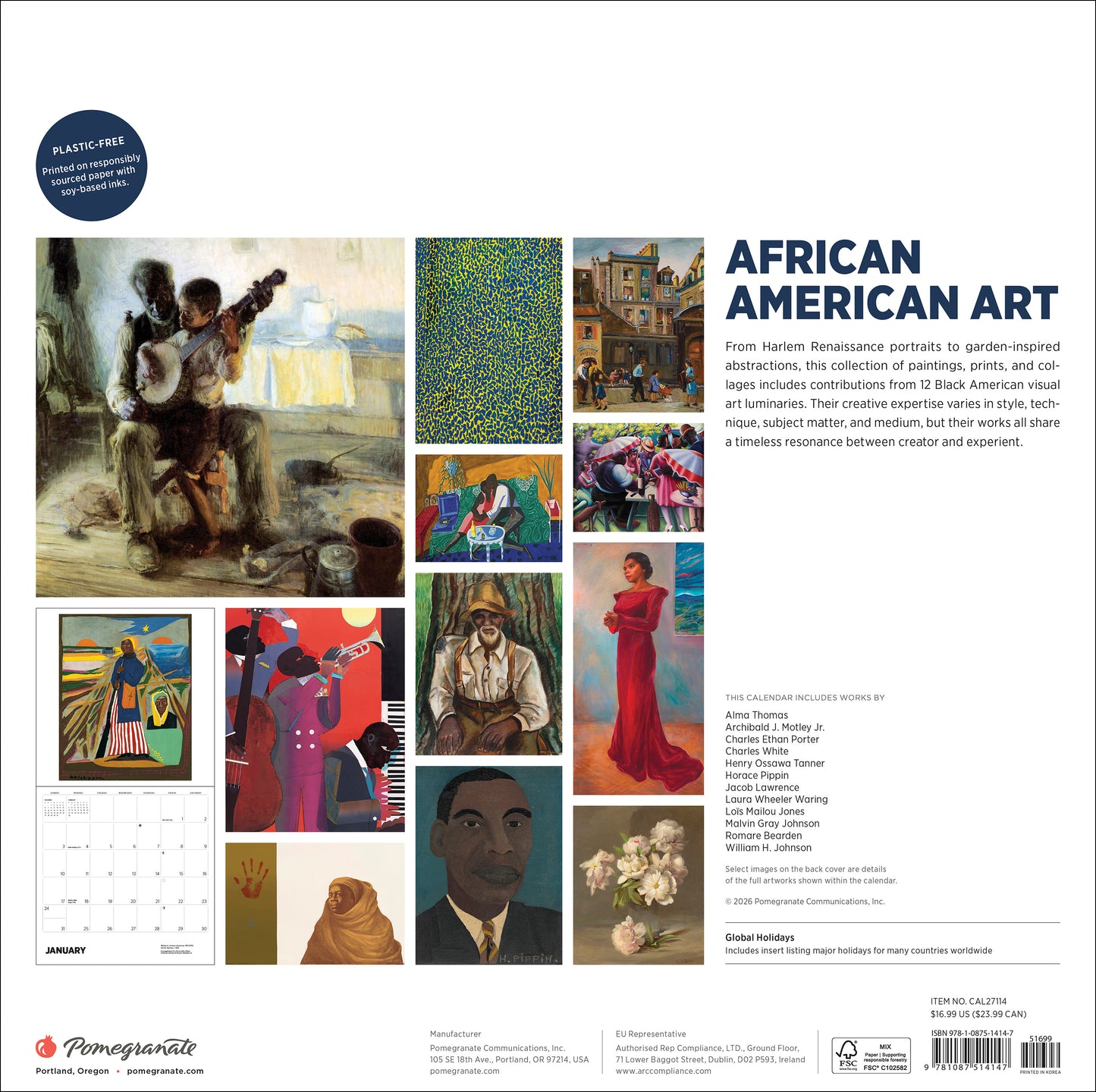 African American Art 2027 Wall Calendar_Back_Multipiece