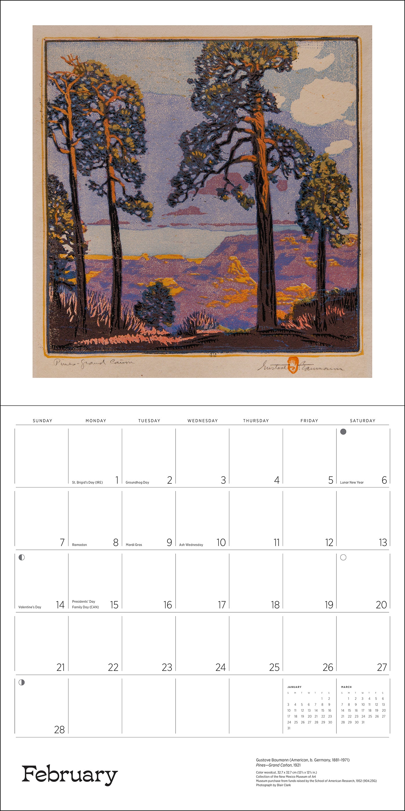A Small, Untroubled World: The Art of Gustave Baumann 2027 Wall Calendar_Interior_4